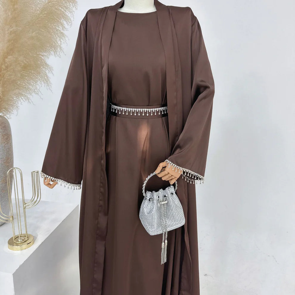 Malika Abaya in Coffee | 2-Piece Abaya Set