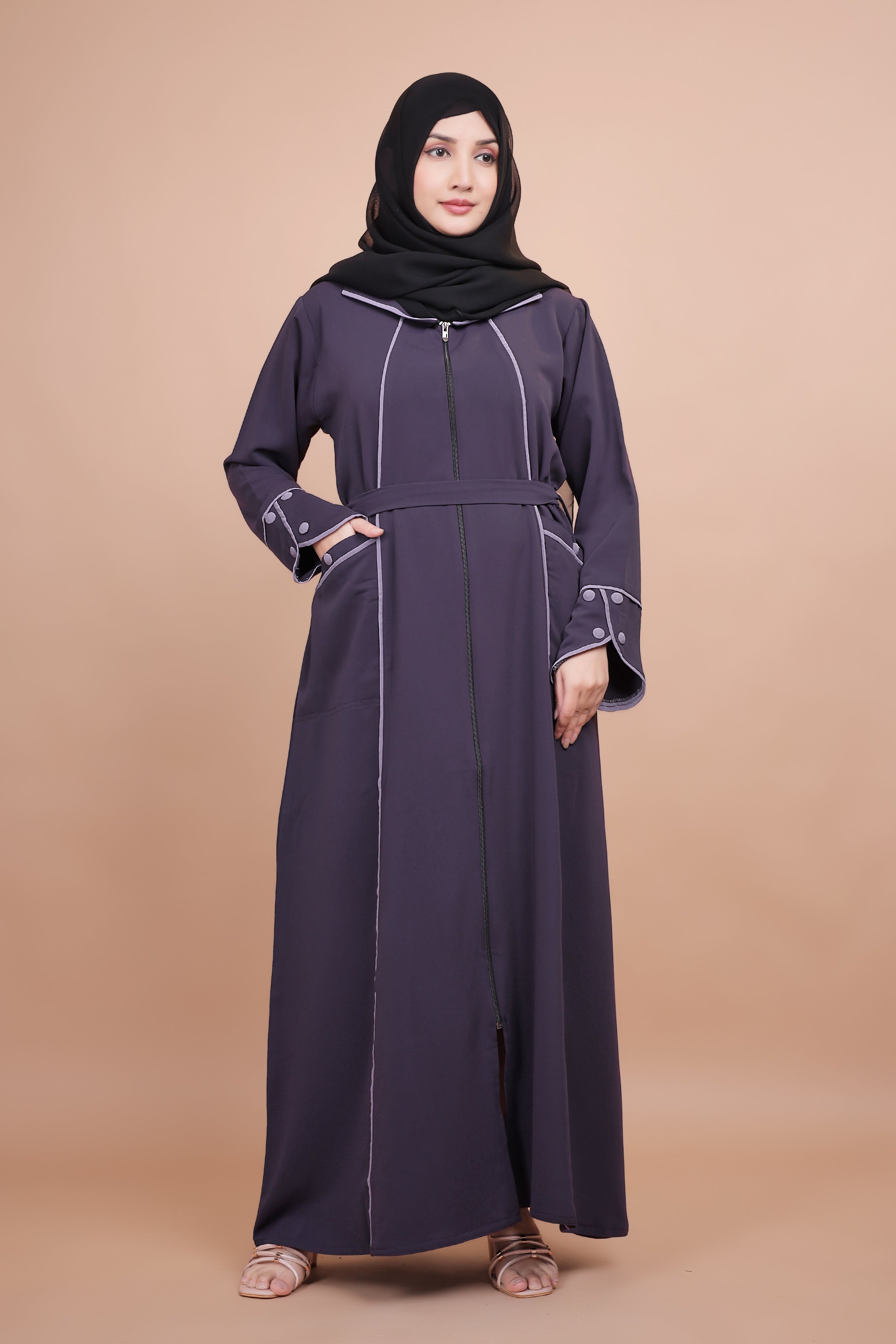 Noir Dusk – Dubai Style Zipper Abaya