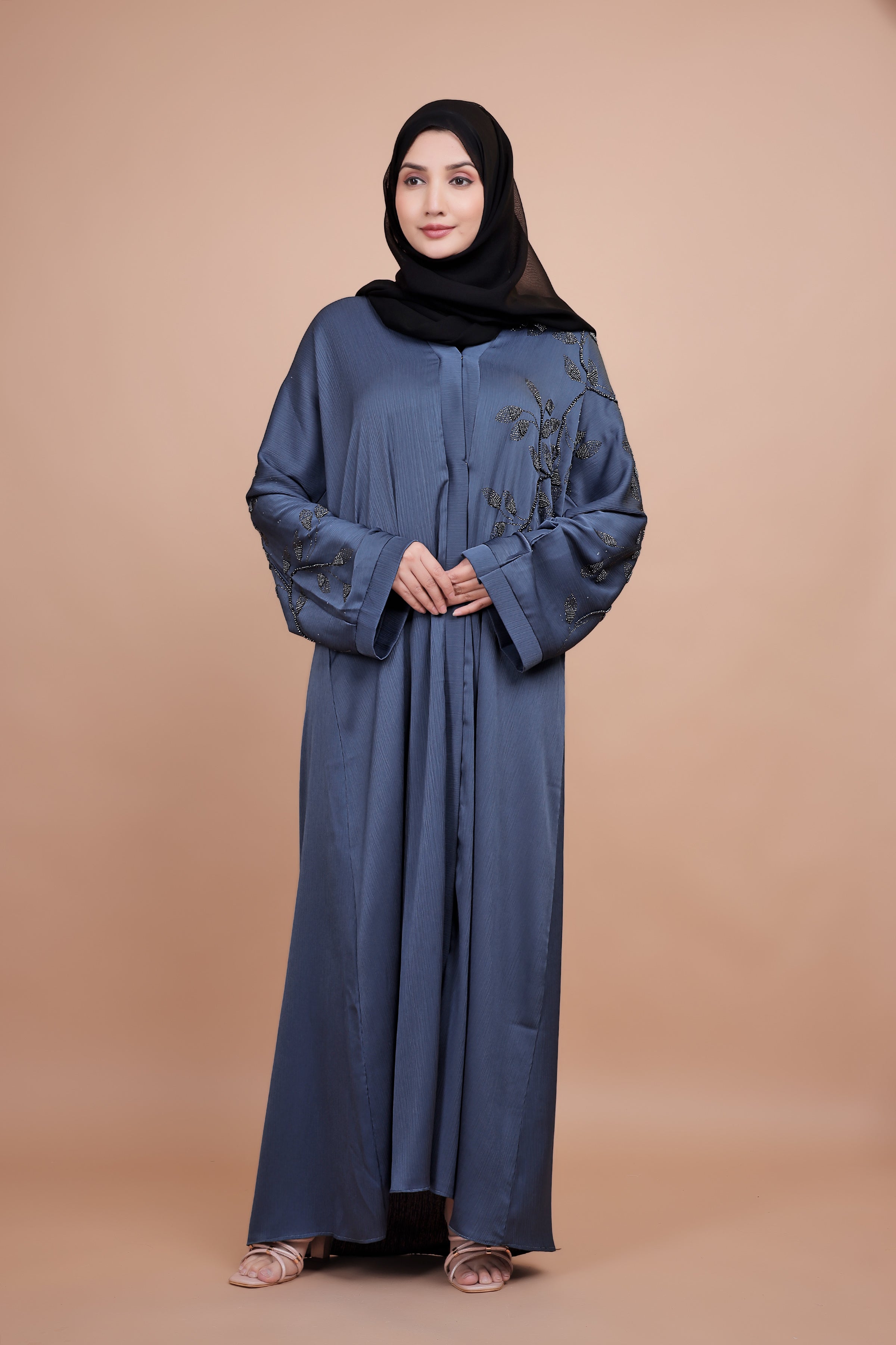 Blue Dusk – Embellished Leaf Abaya