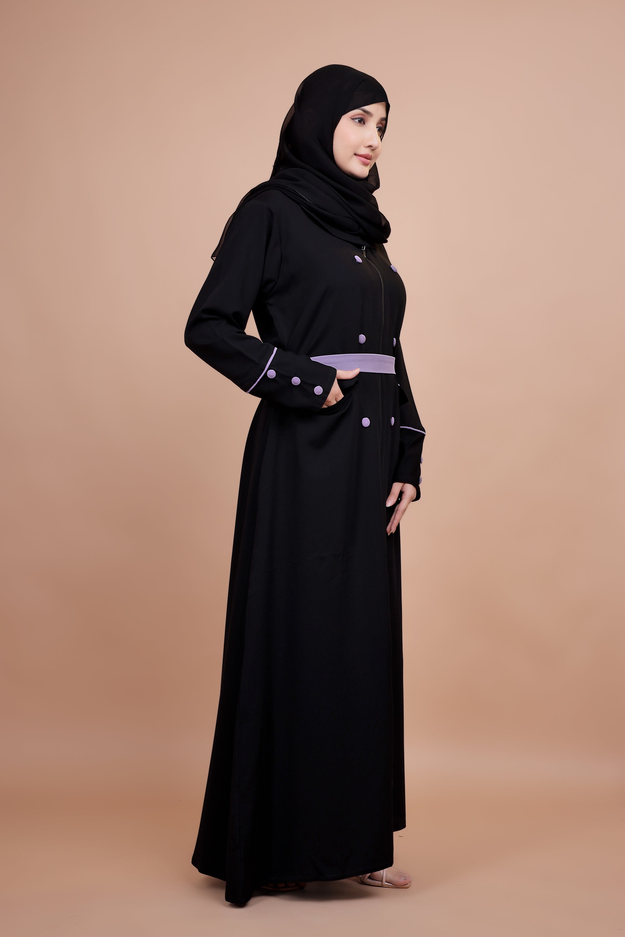 Twilight Noir Belted Abaya