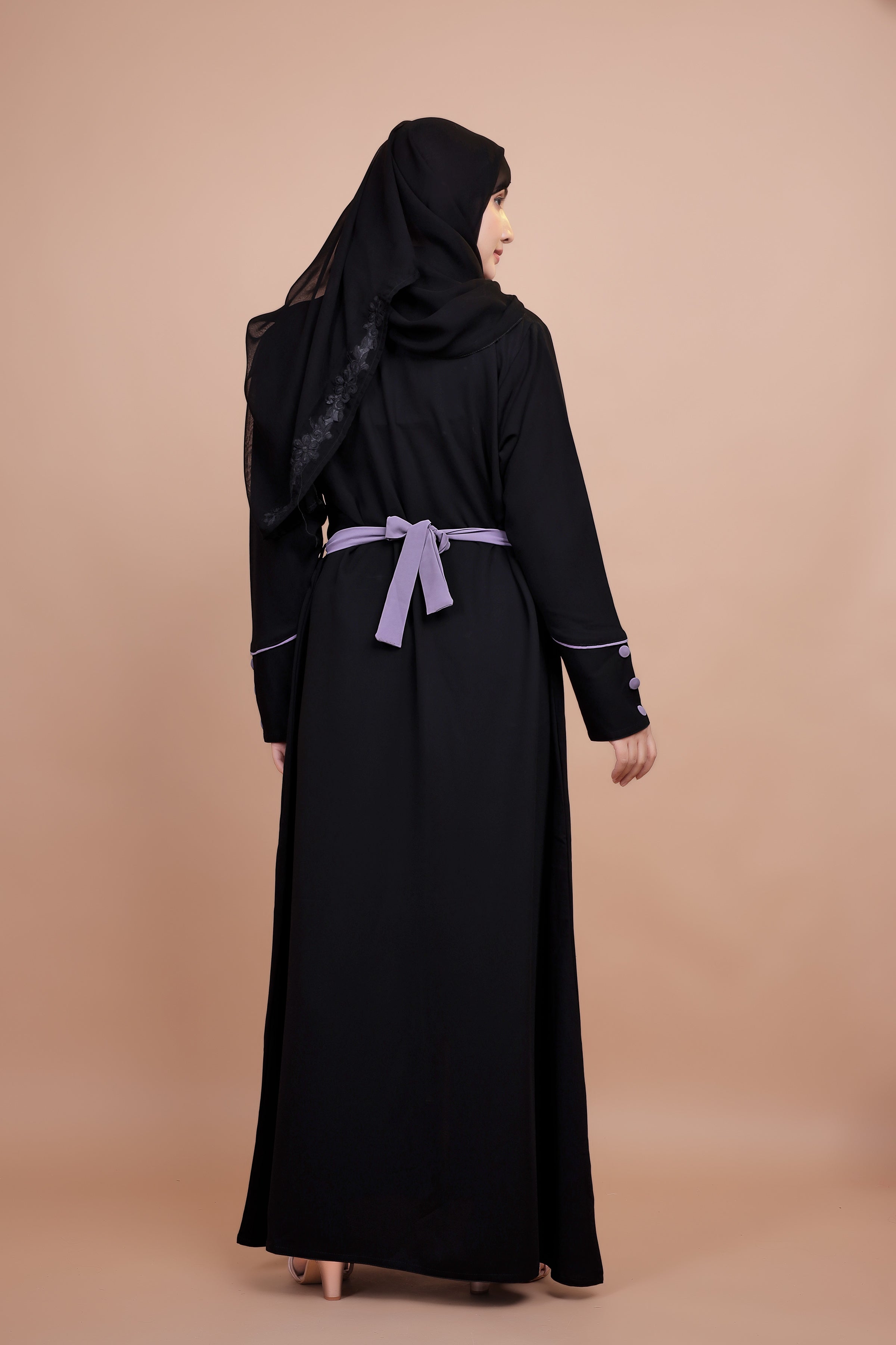 Twilight Noir Belted Abaya