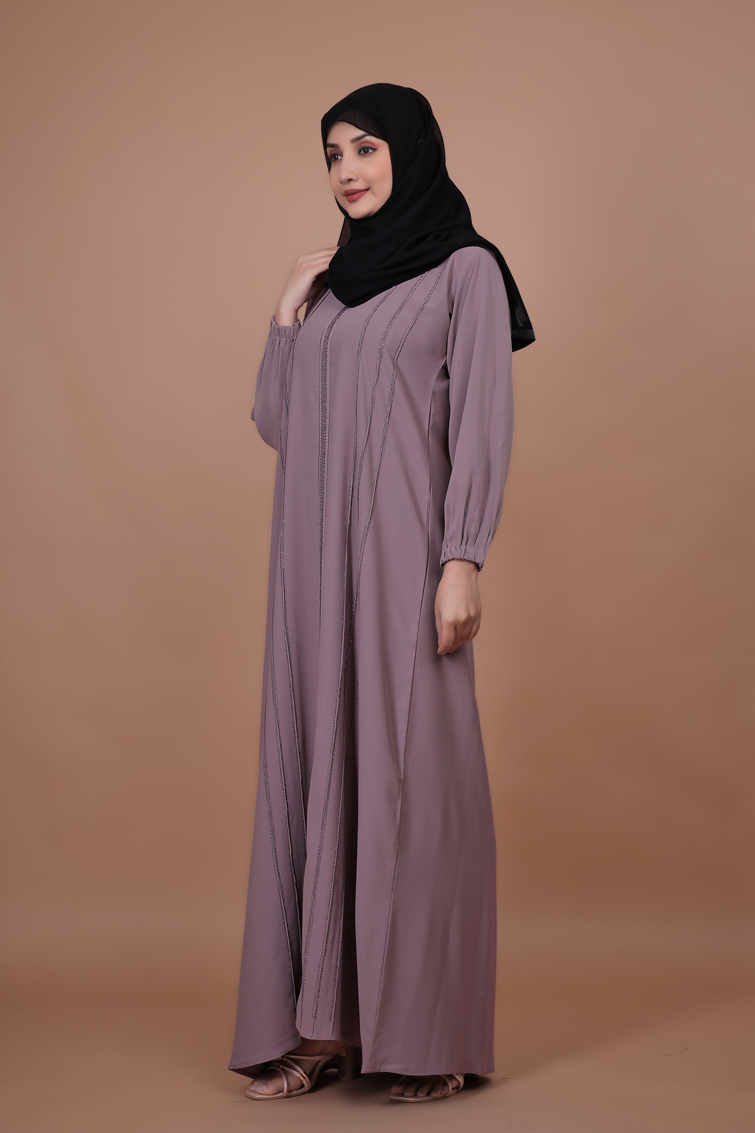 Mauve Elegance - Premium Embroidered Abaya