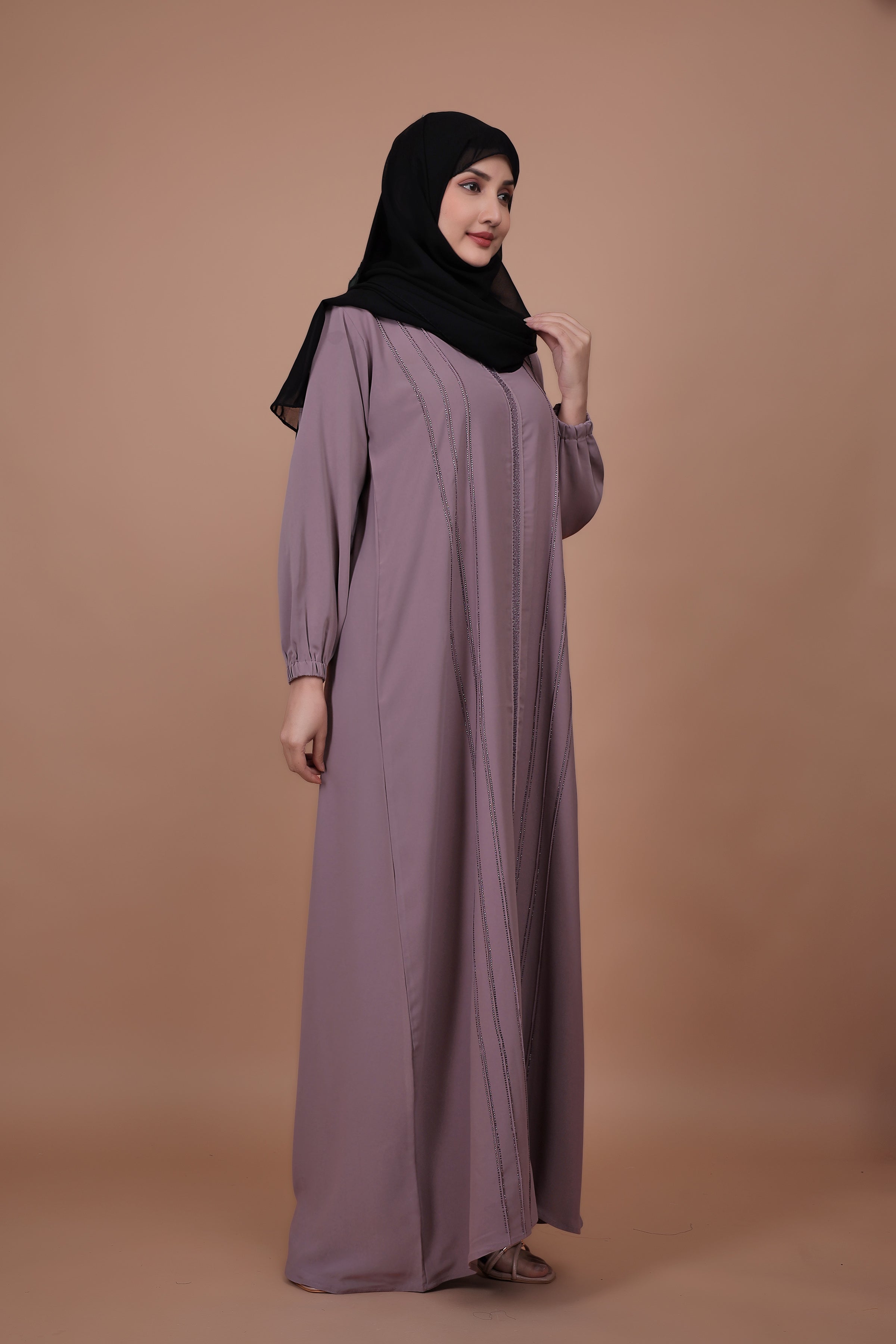 Mauve Elegance - Premium Embroidered Abaya