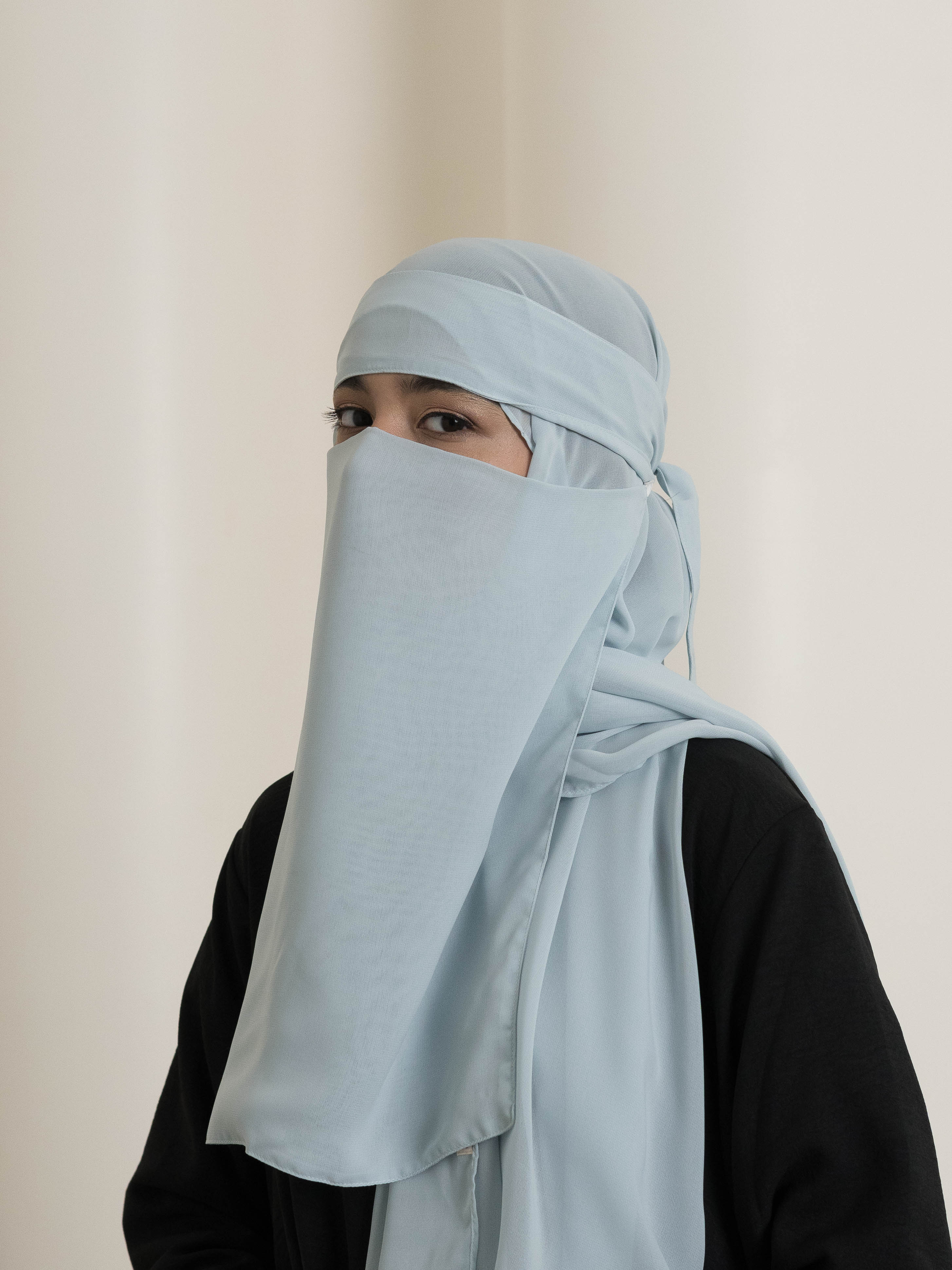 Medina Elegance Silk Niqab - Blue