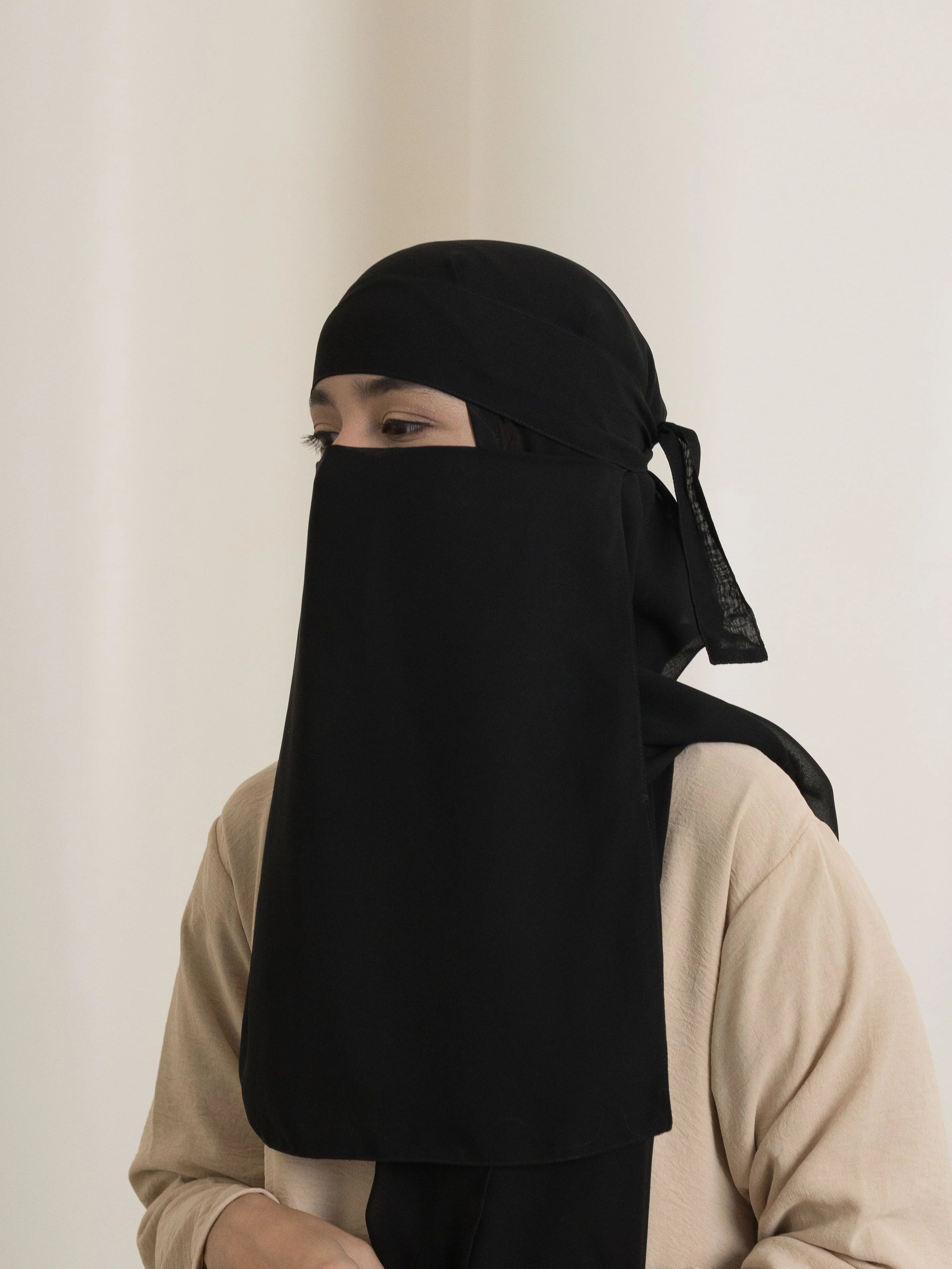 Medina Elegance Silk Niqab - Black