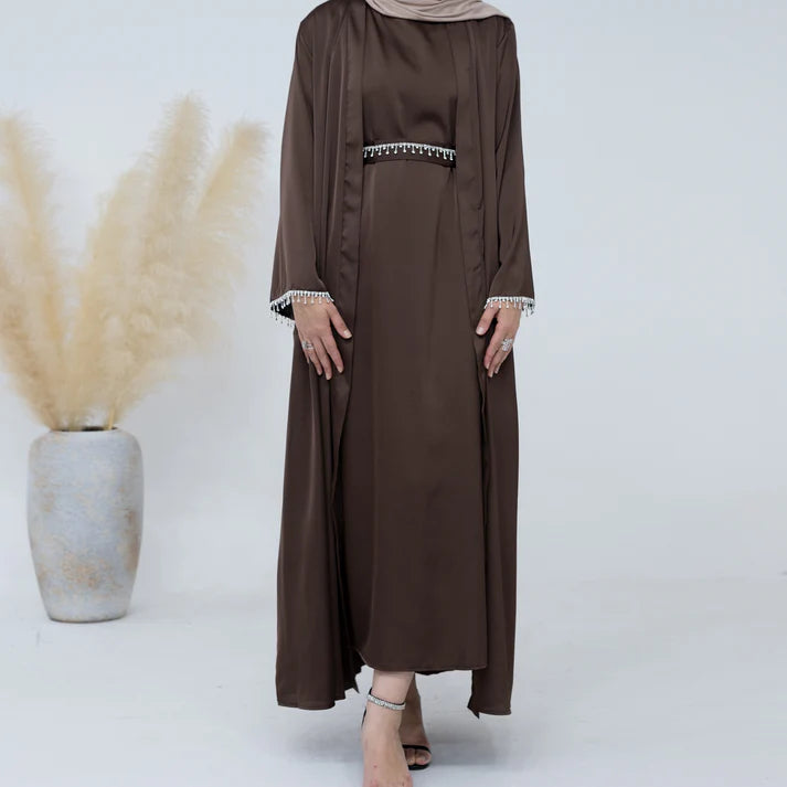 Malika Abaya in Coffee | 2-Piece Abaya Set