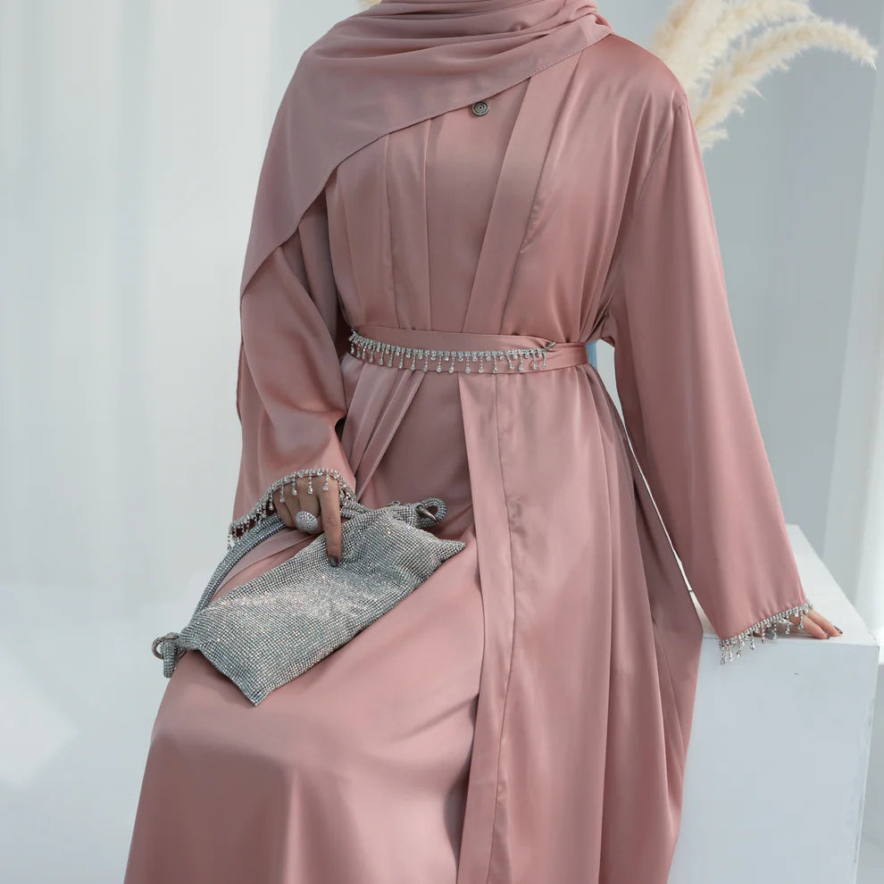 Malika Abaya in Pink | 2-Piece Abaya Set