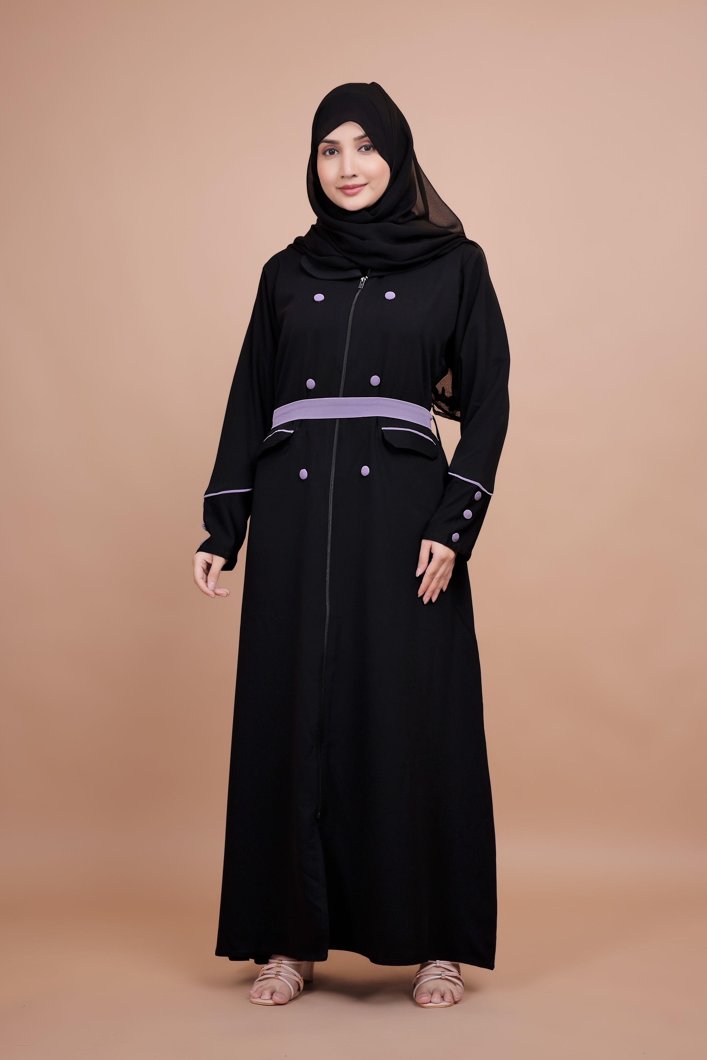 Twilight Noir Belted Abaya