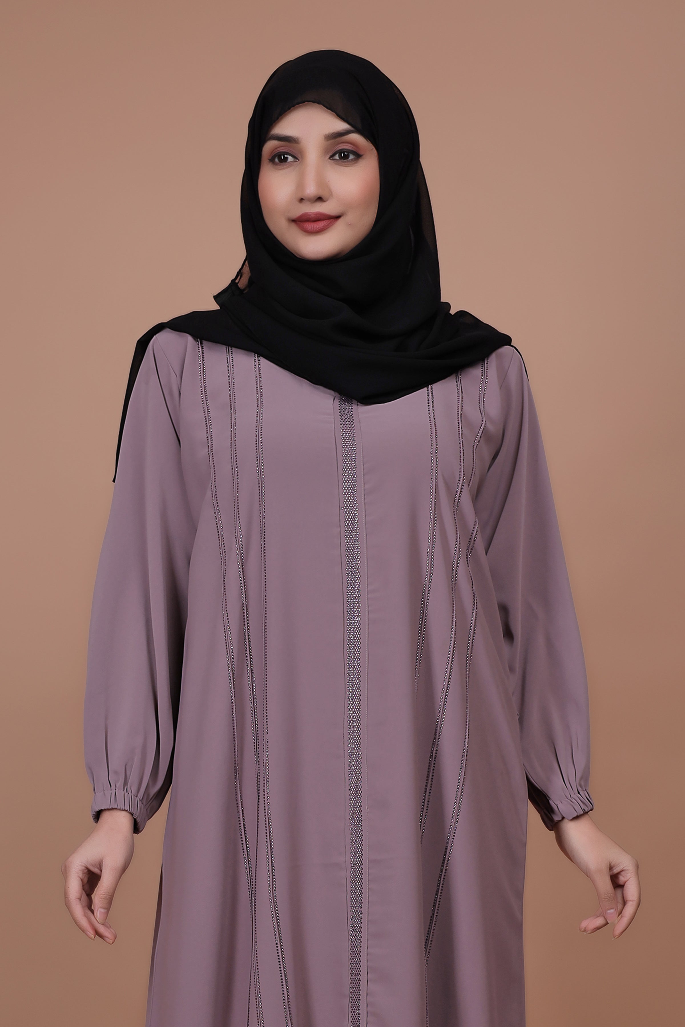Mauve Elegance - Premium Embroidered Abaya