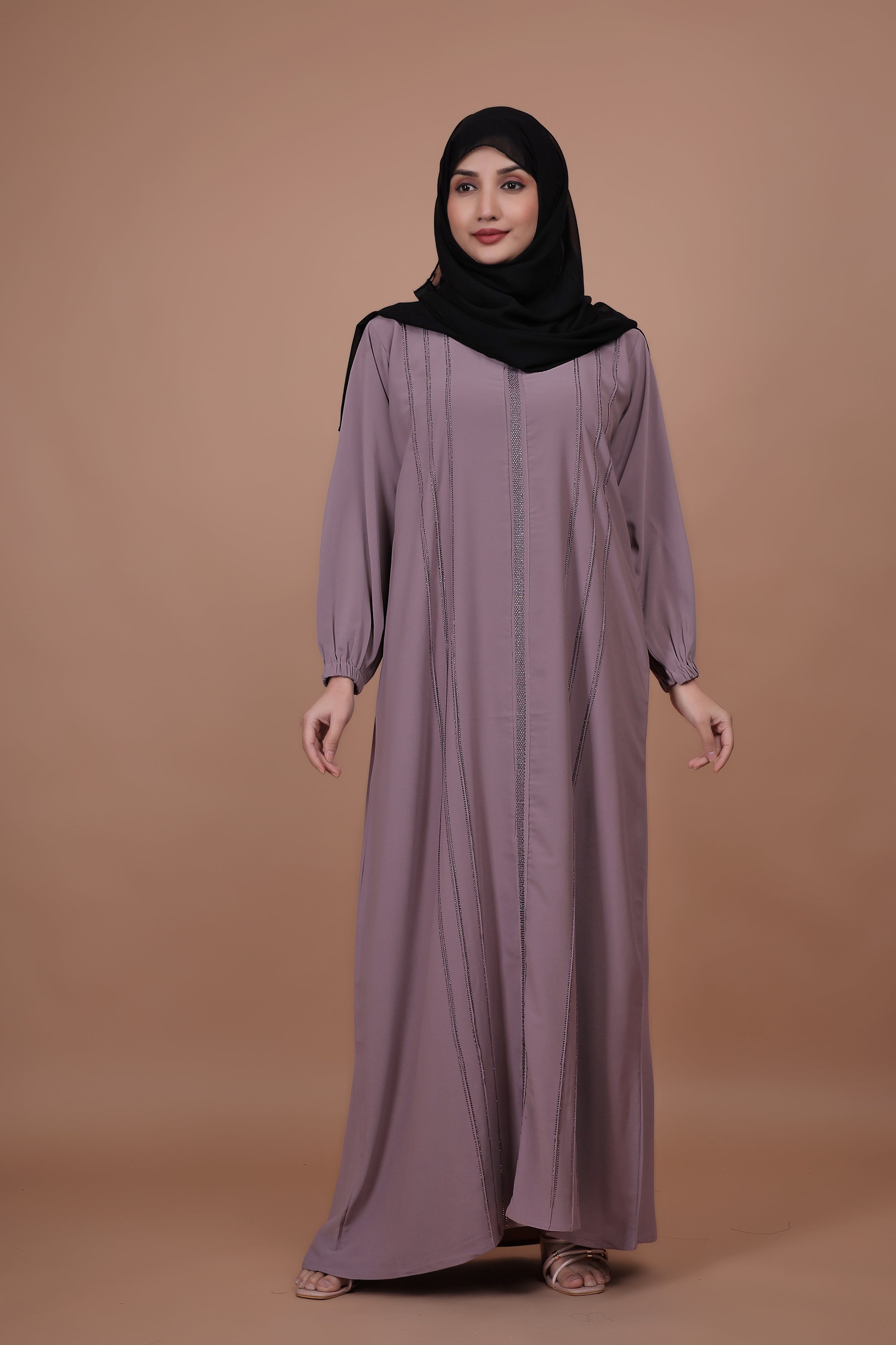 Mauve Elegance - Premium Embroidered Abaya