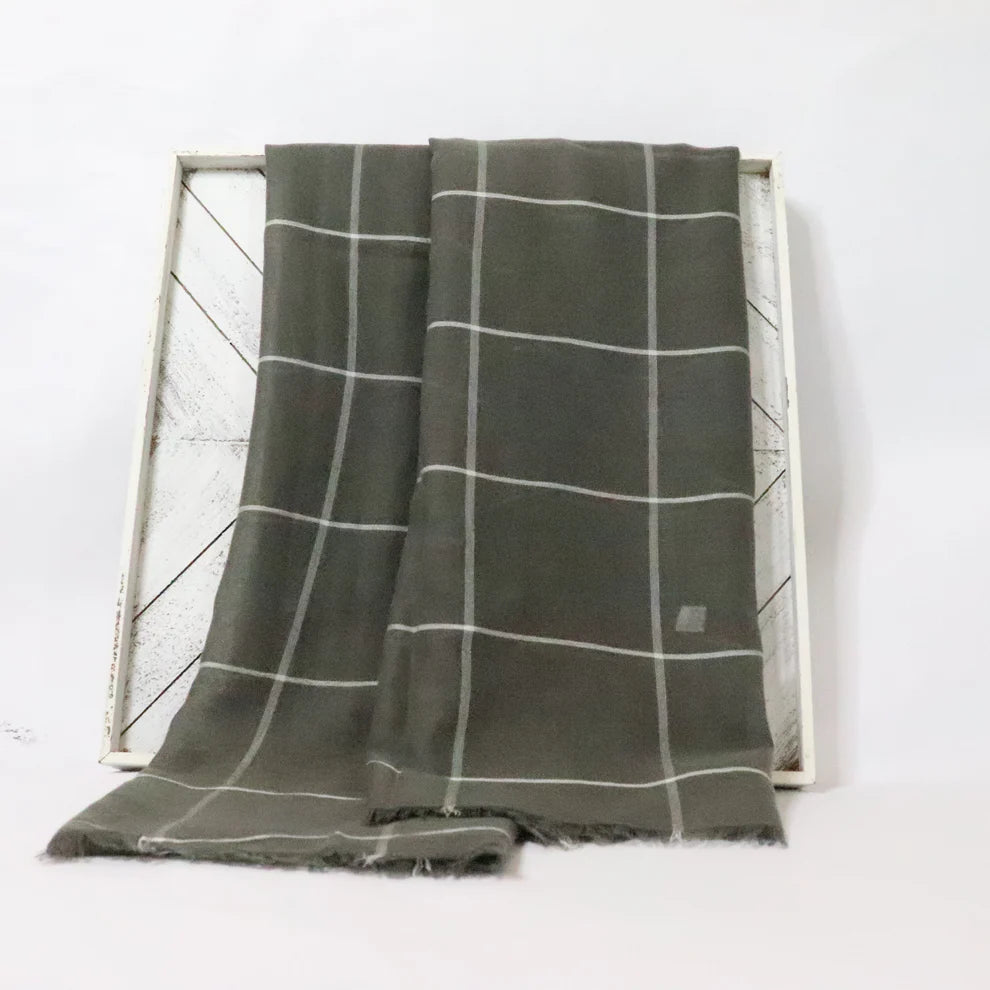 Grid Print Viscose Hijab - Taupe