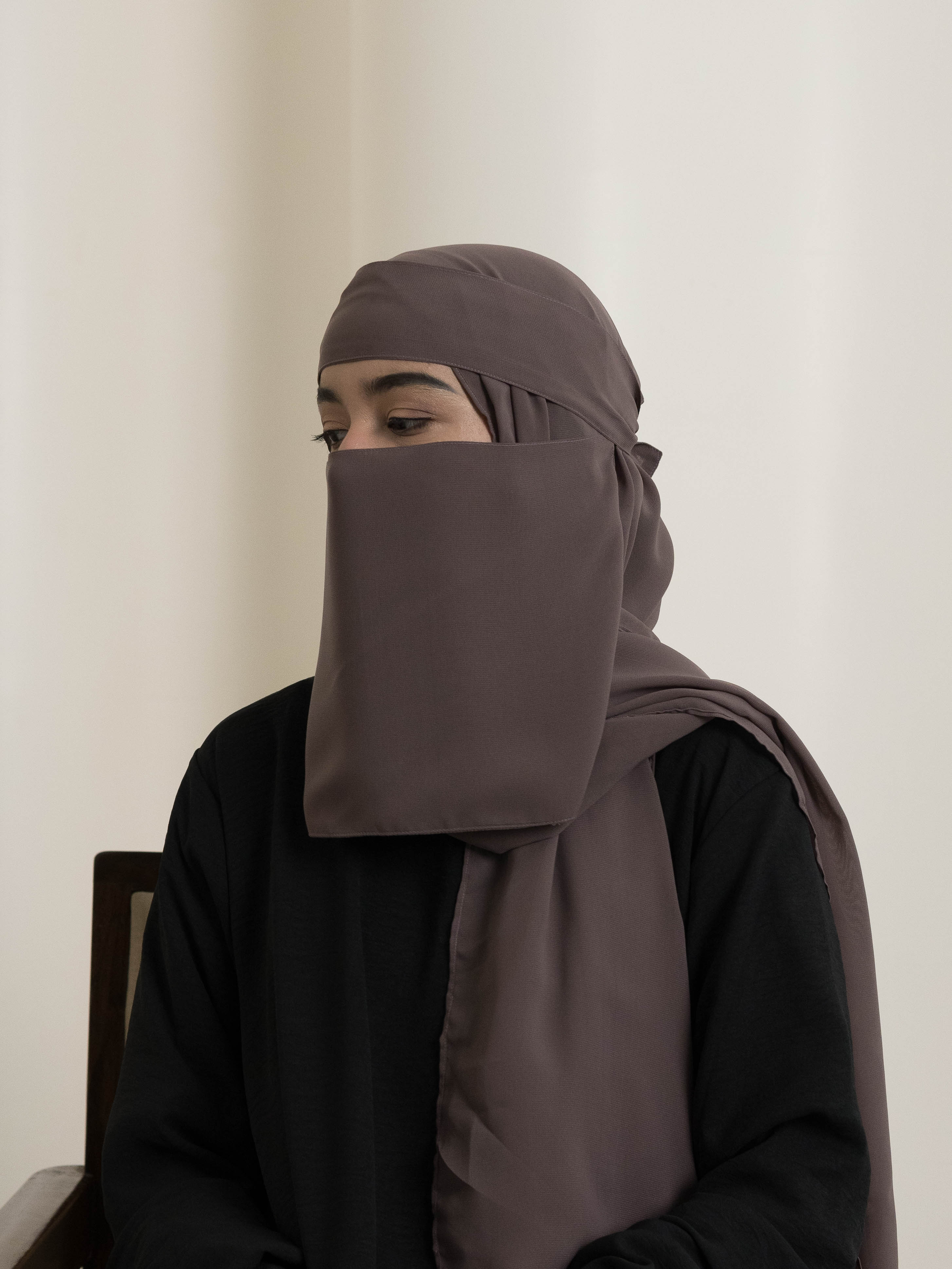 Medina Elegance Silk Niqab -  Taupe Grey