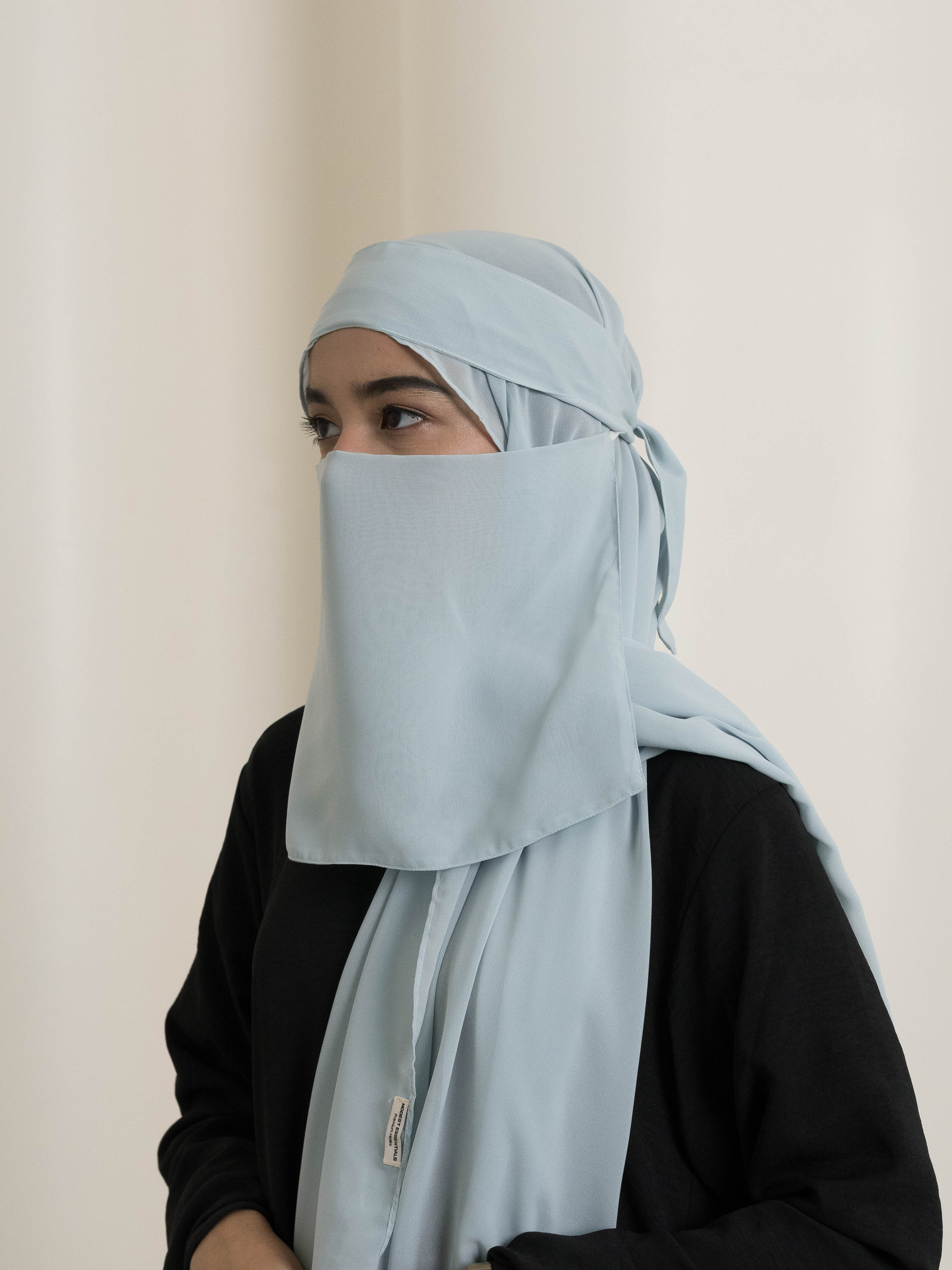 Medina Elegance Silk Niqab - Blue