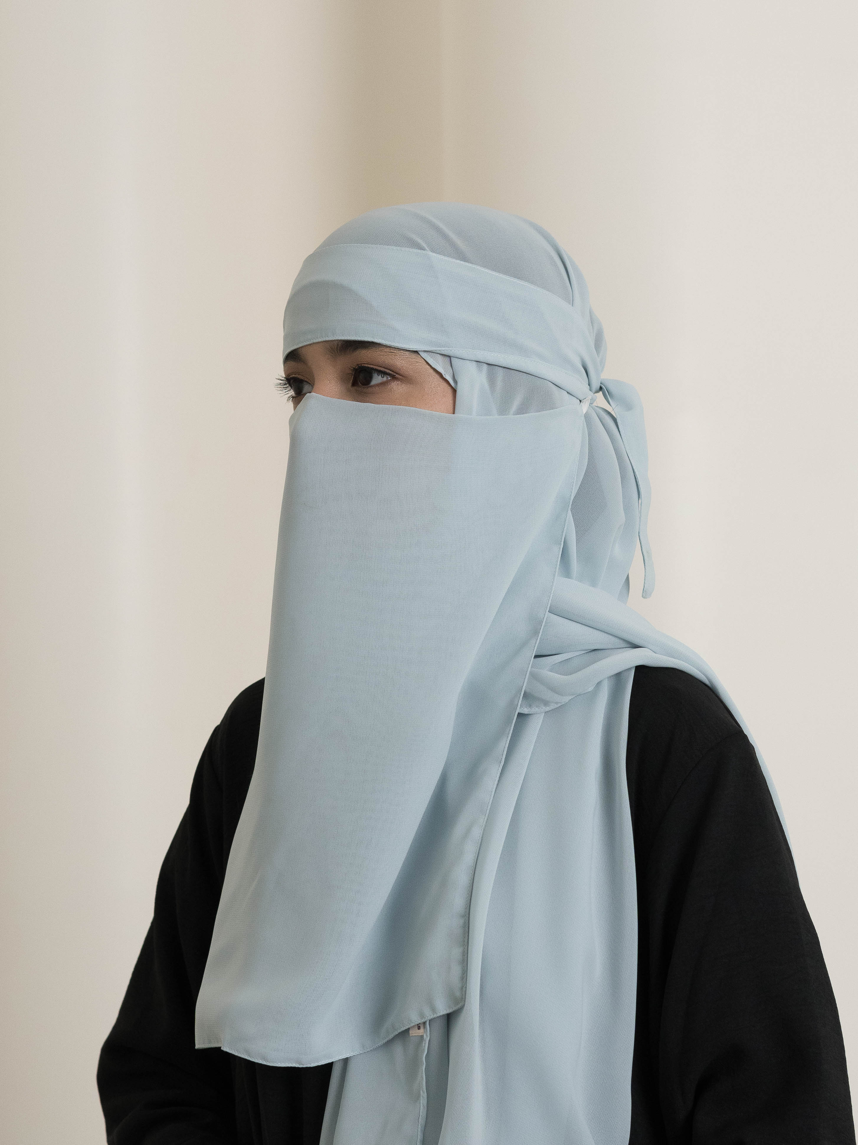 Medina Elegance Silk Niqab - Blue