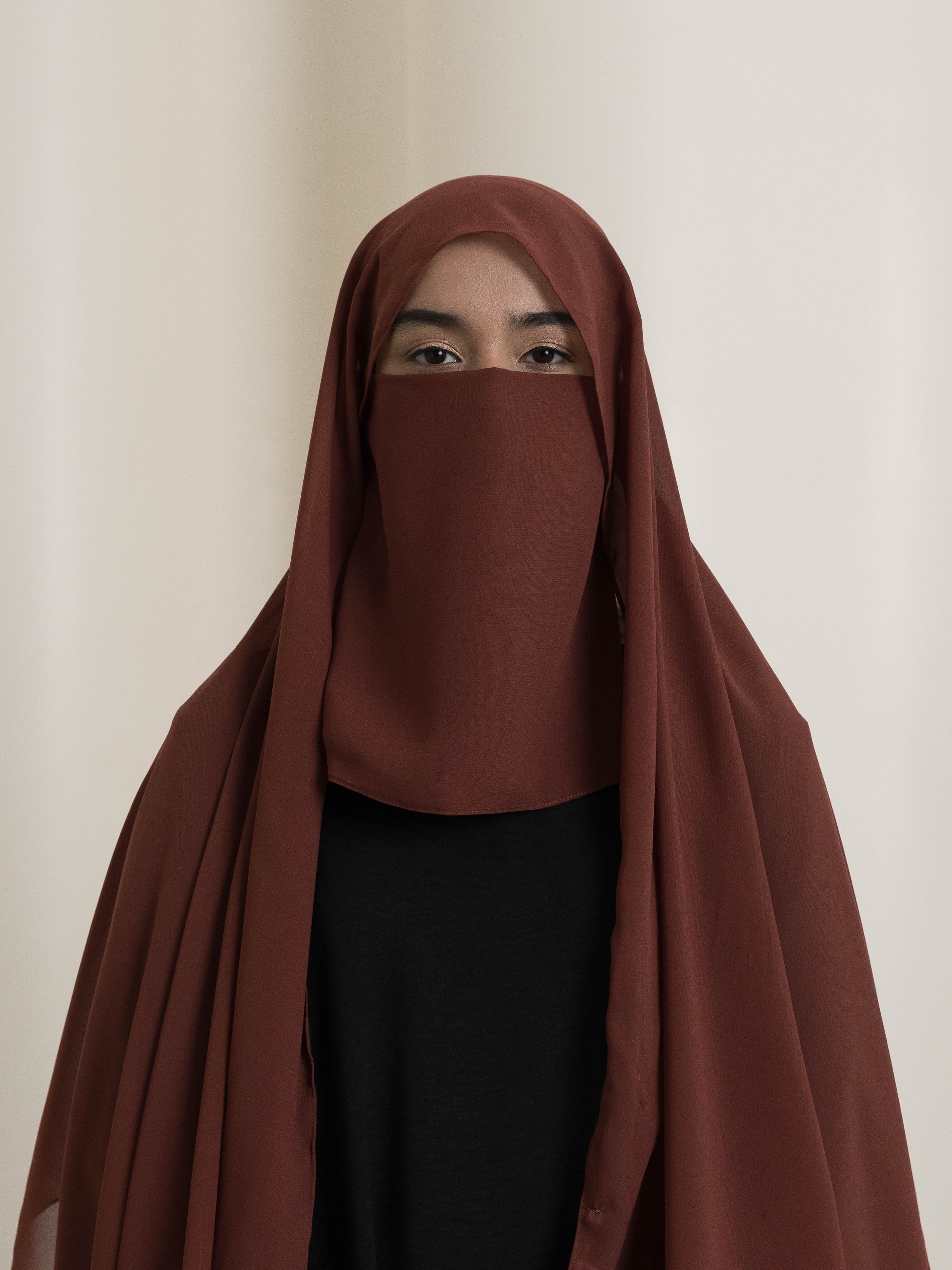 Medina Elegance Silk Niqab - Brick Red