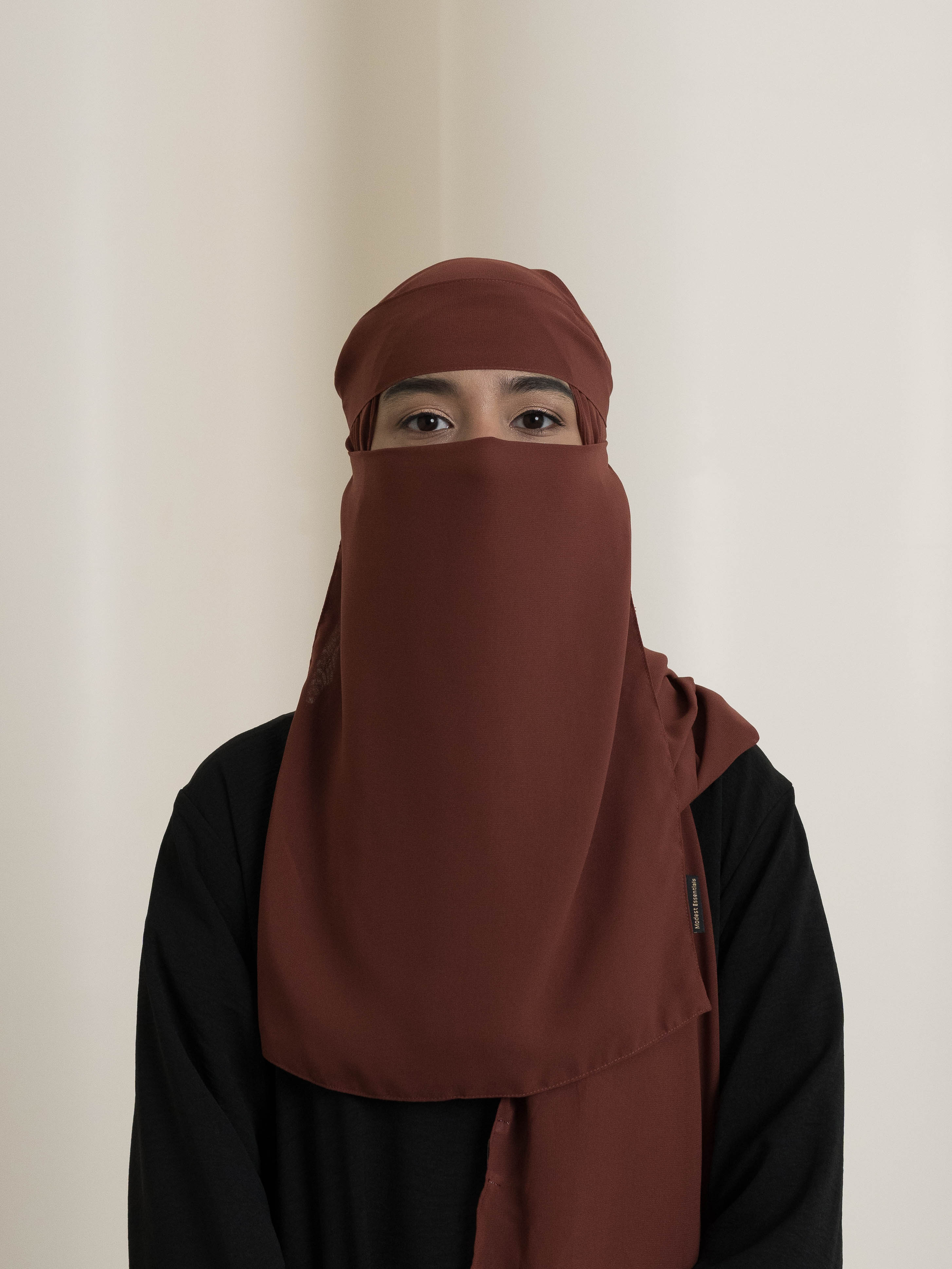 Medina Elegance Silk Niqab - Brick Red