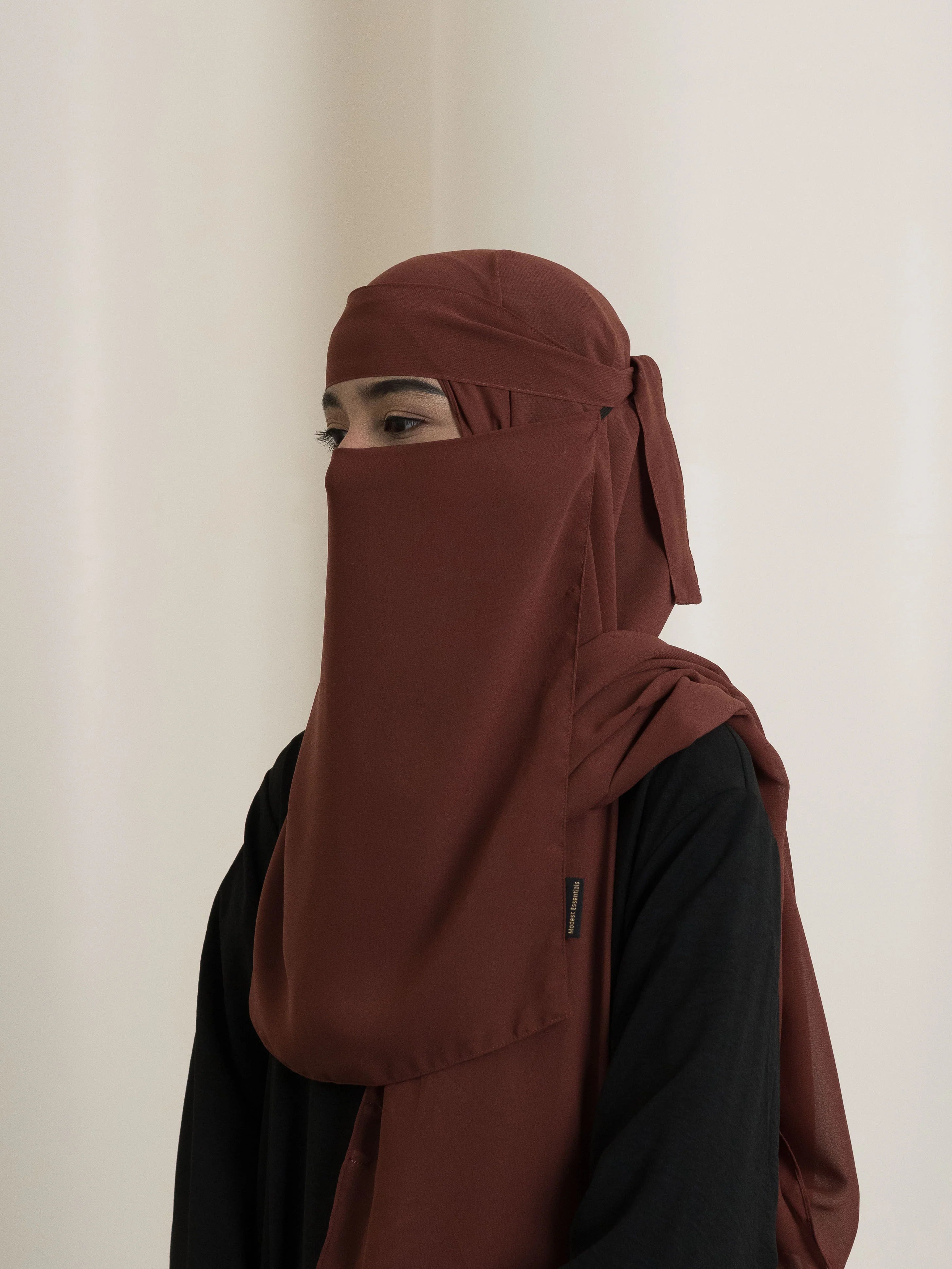 Medina Elegance Silk Niqab - Brick Red