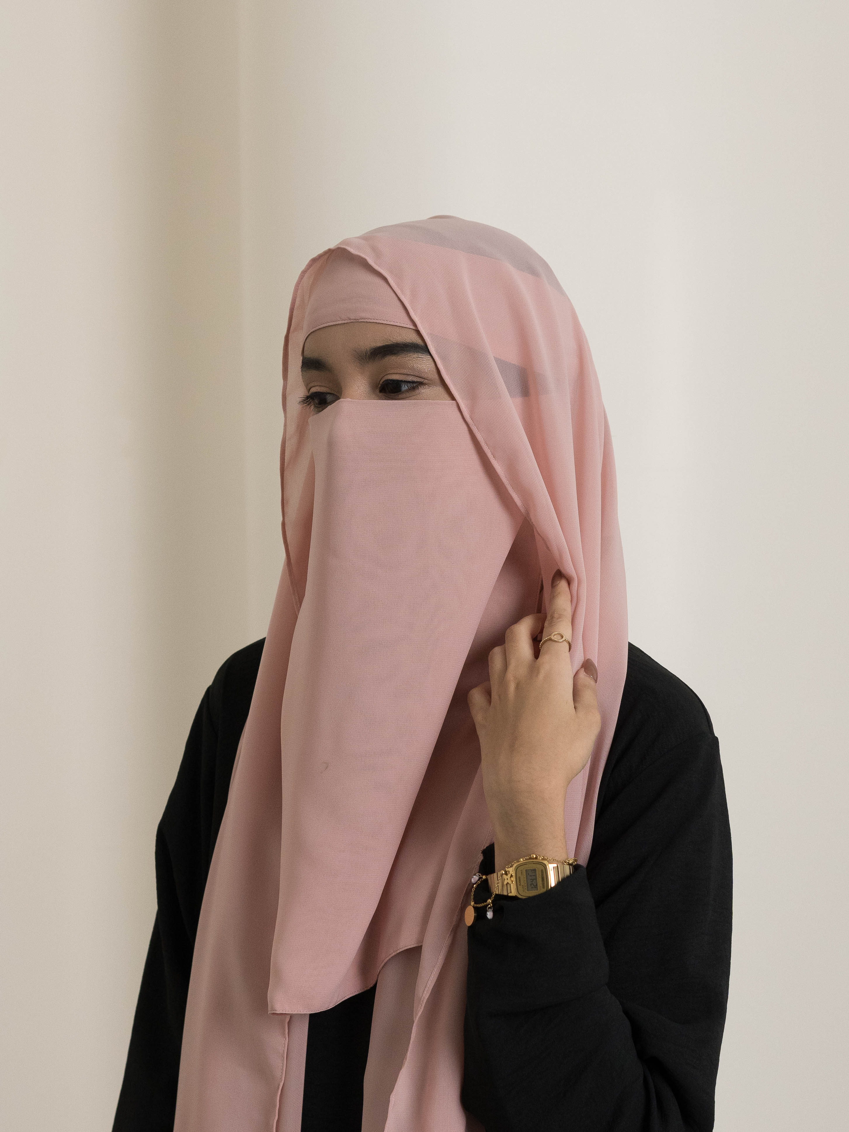 Medina Elegance Silk Niqab - Pink