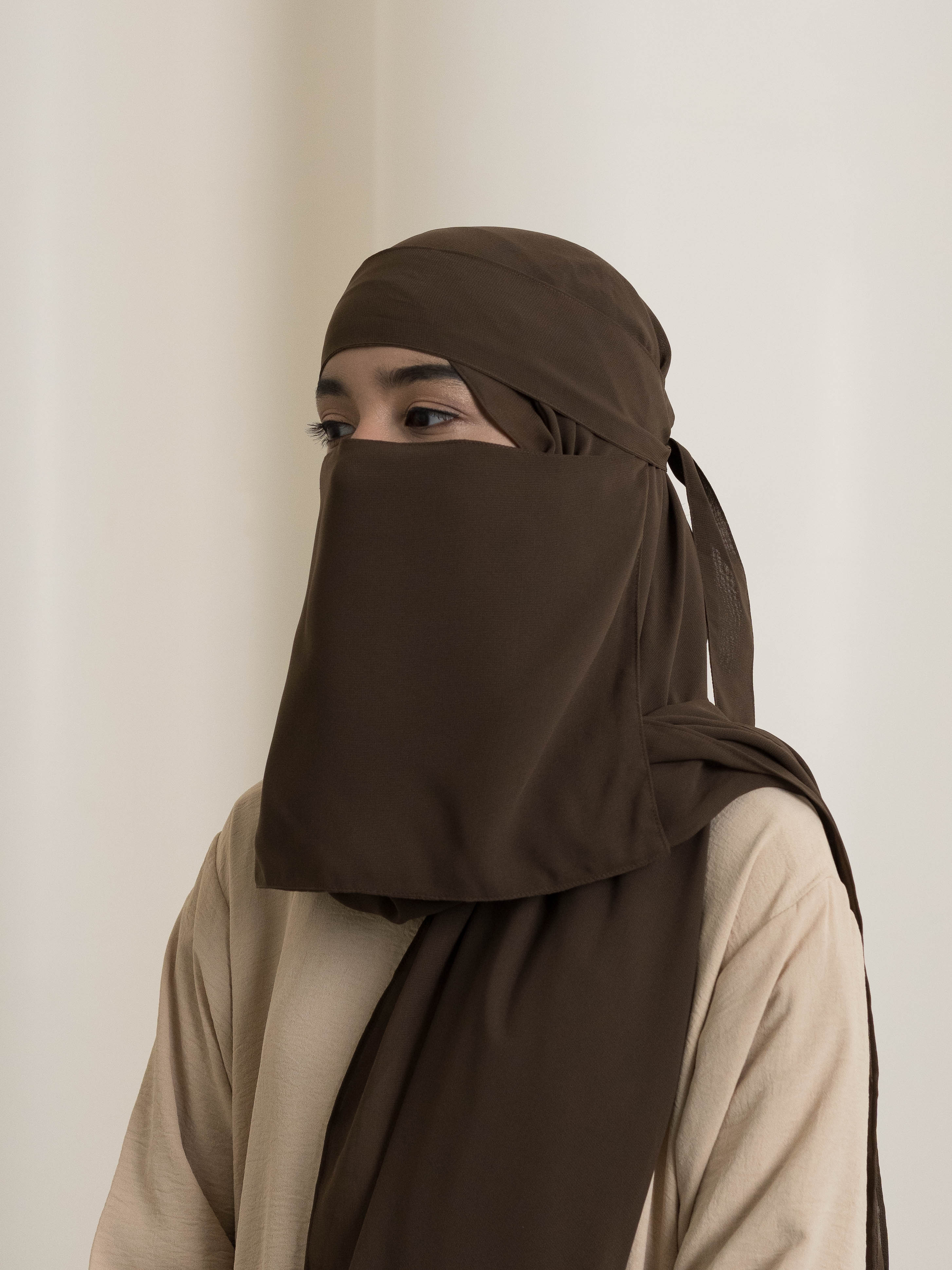 Medina Elegance Silk Niqab - Chocolate Brown