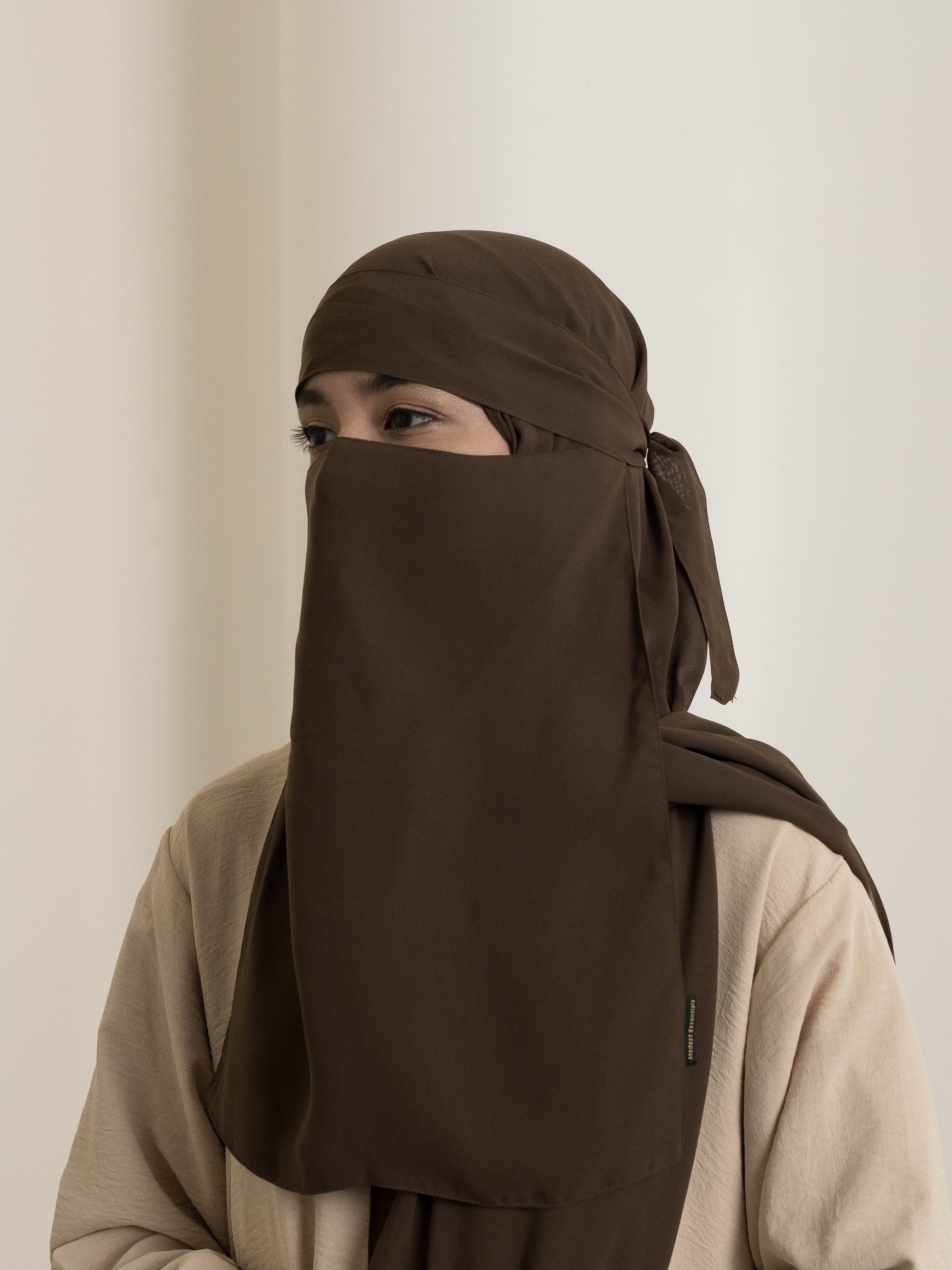 Medina Elegance Silk Niqab - Chocolate Brown