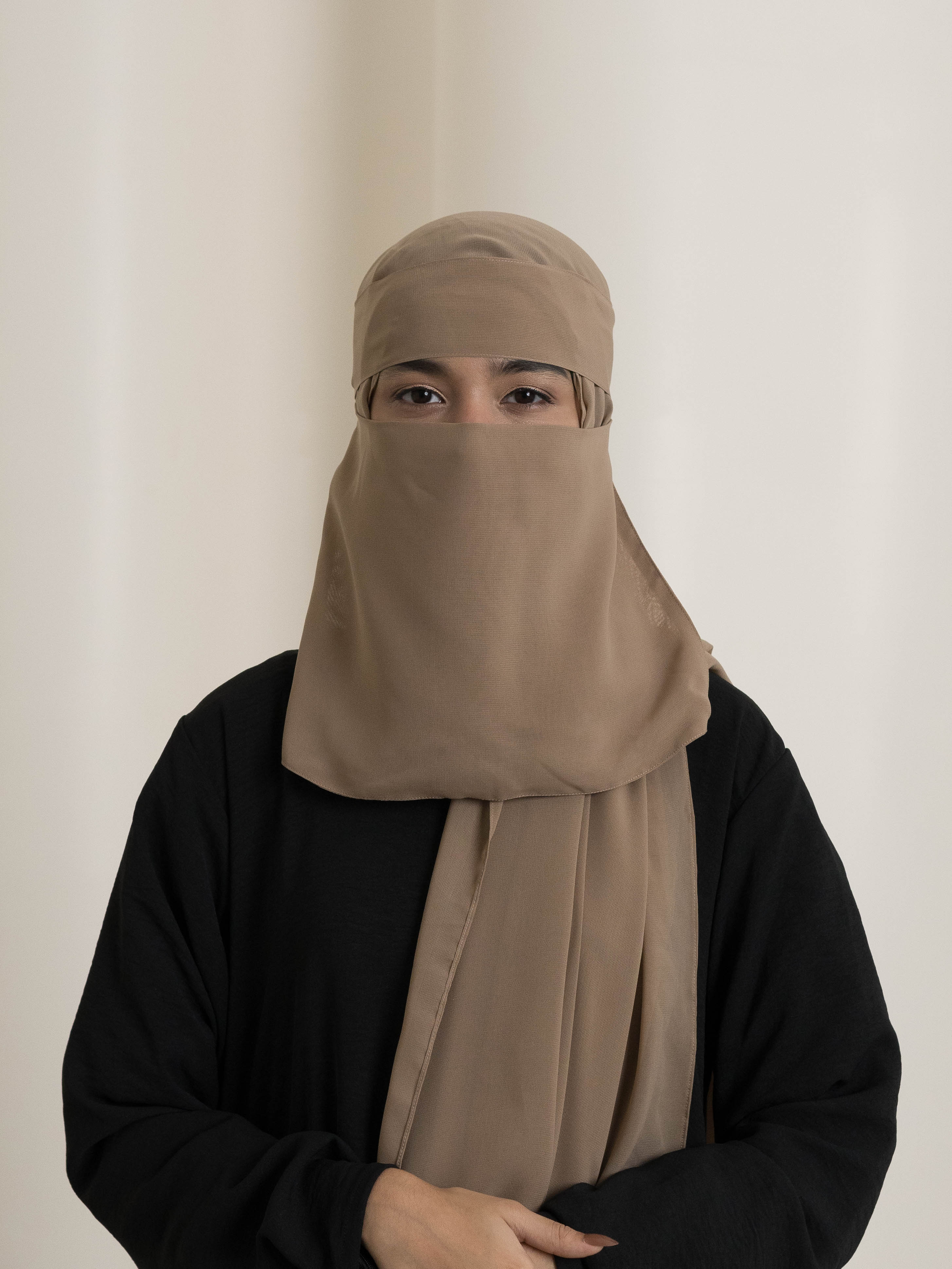 Medina Elegance Silk Niqab - Beige