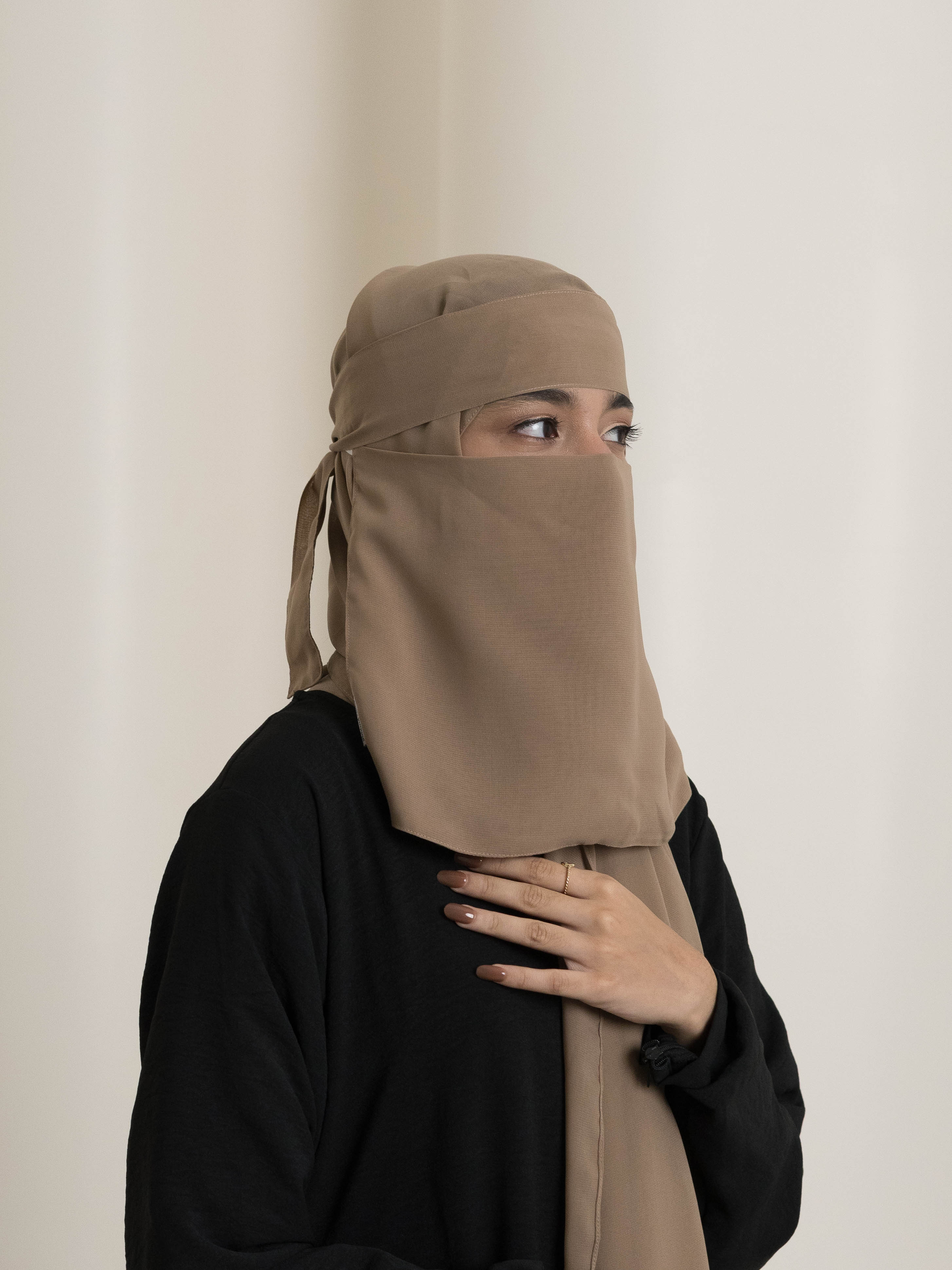 Medina Elegance Silk Niqab - Beige