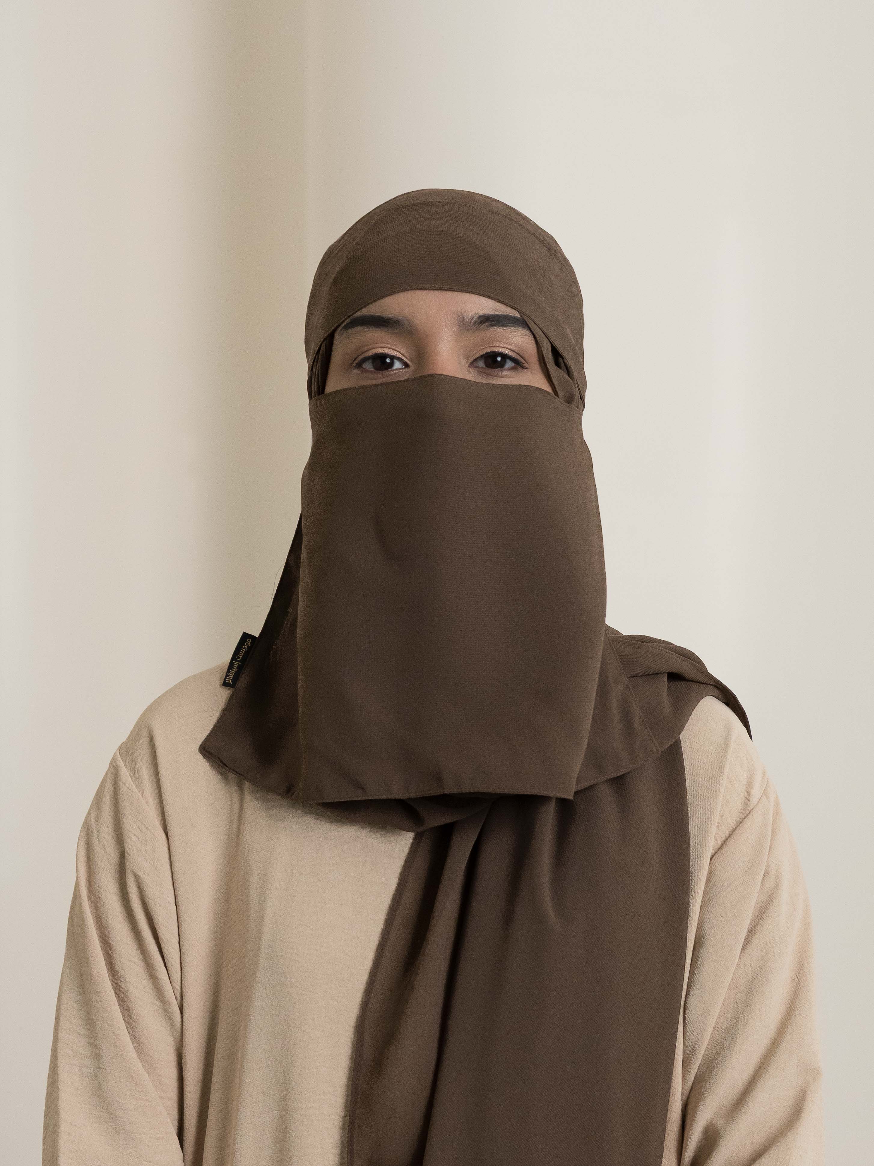 Medina Elegance Silk Niqab - Brown