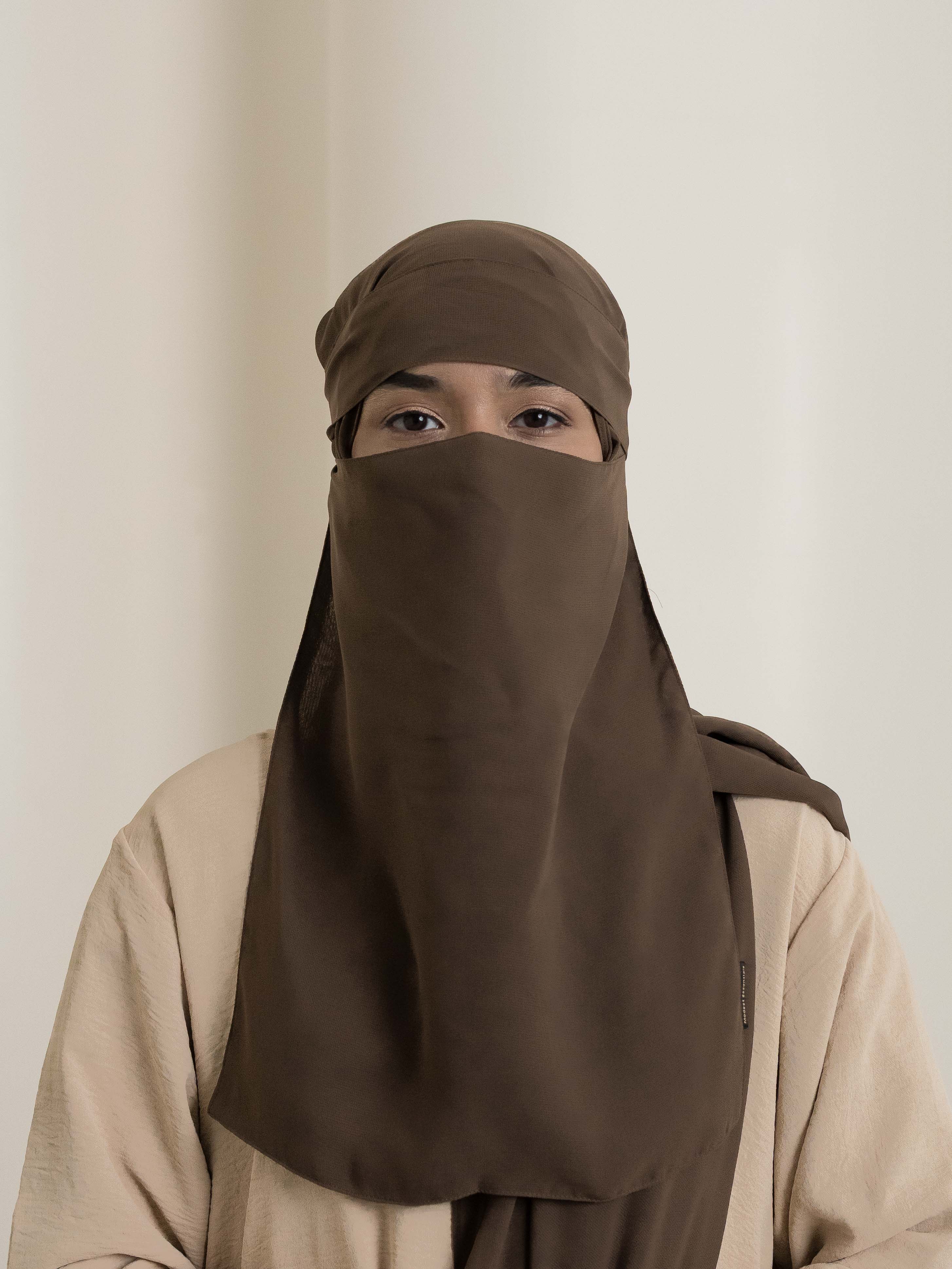 Medina Elegance Silk Niqab - Brown