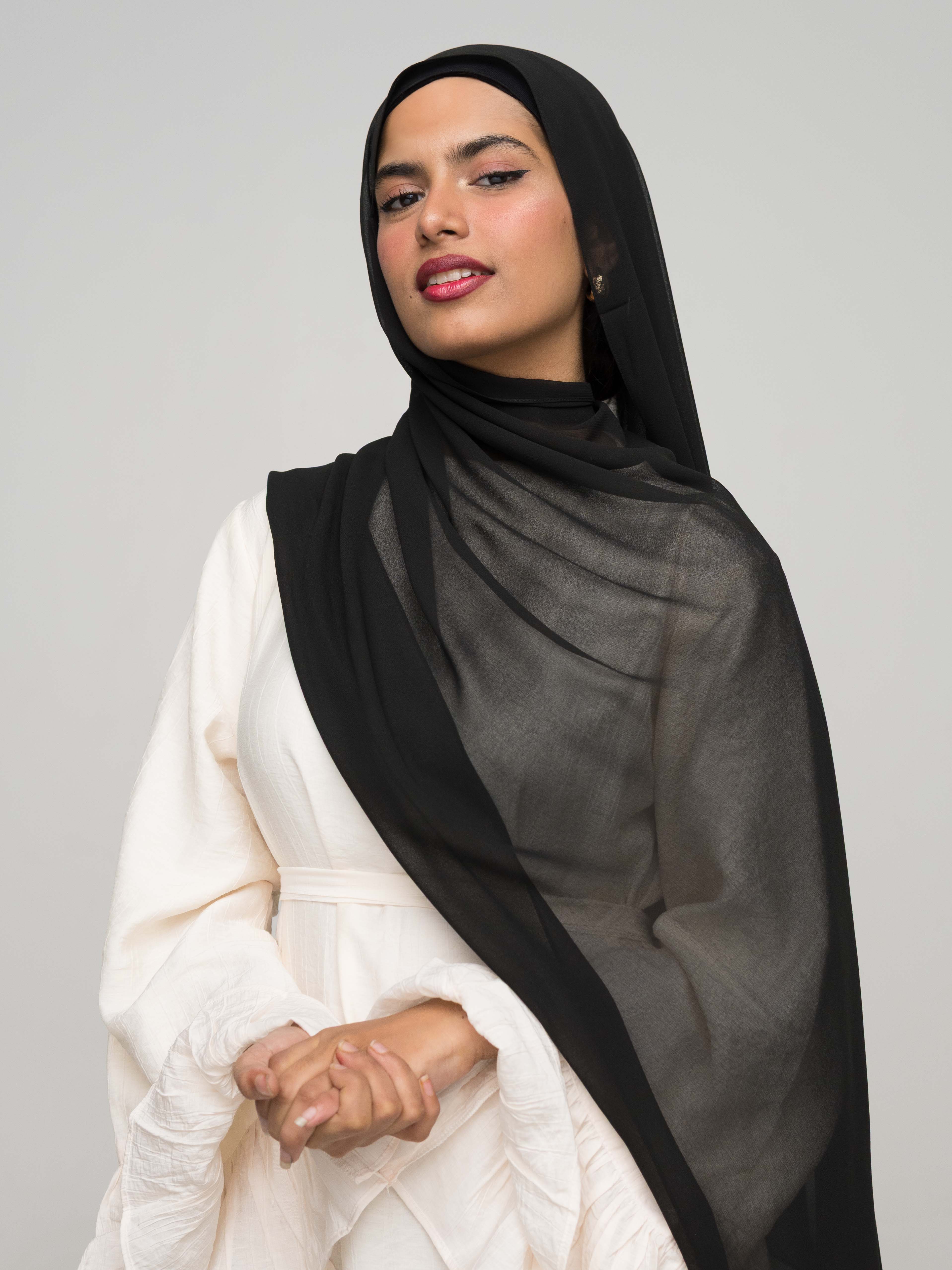 Layali Noir Chiffon Hijab