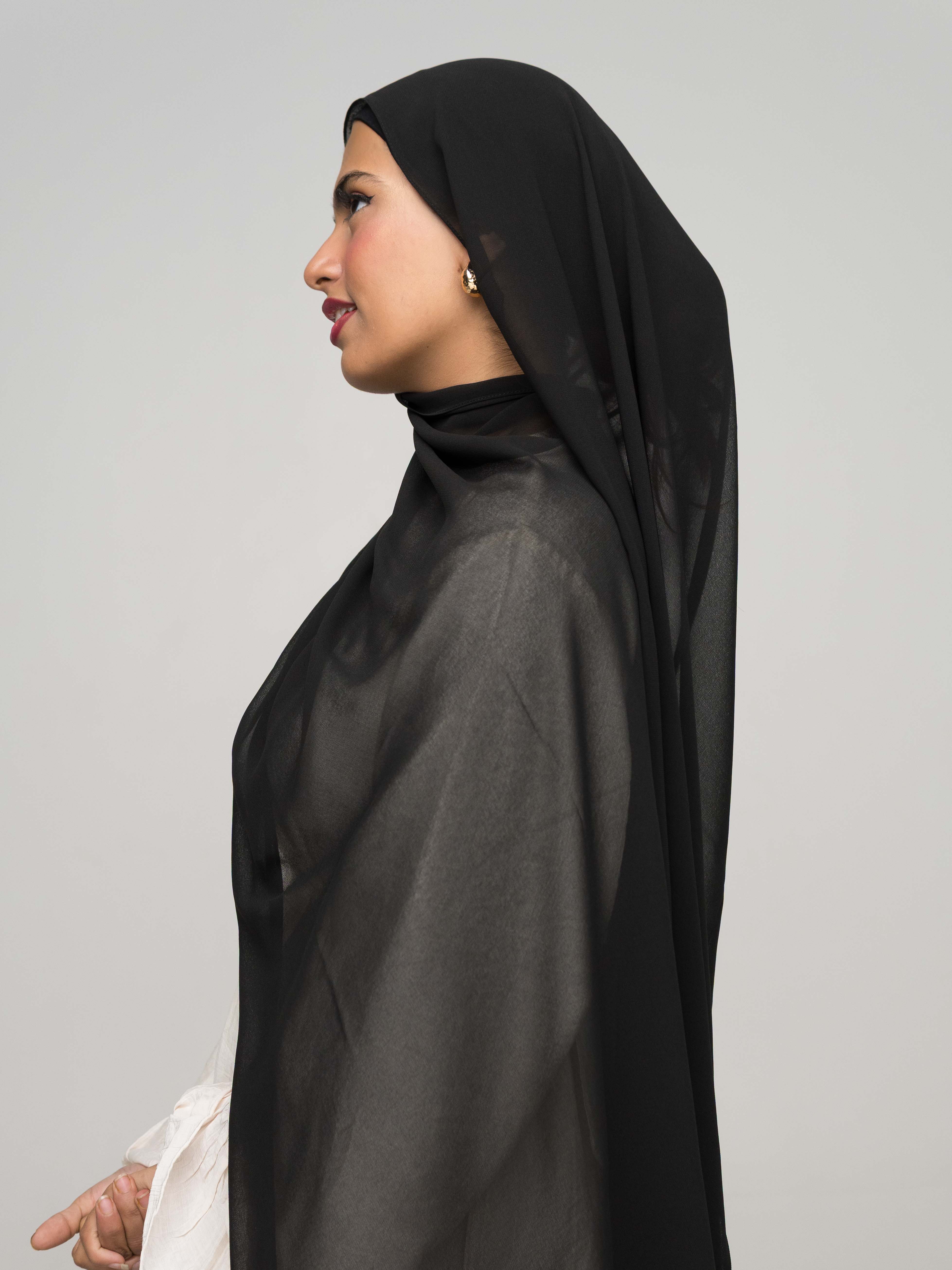 Layali Noir Chiffon Hijab