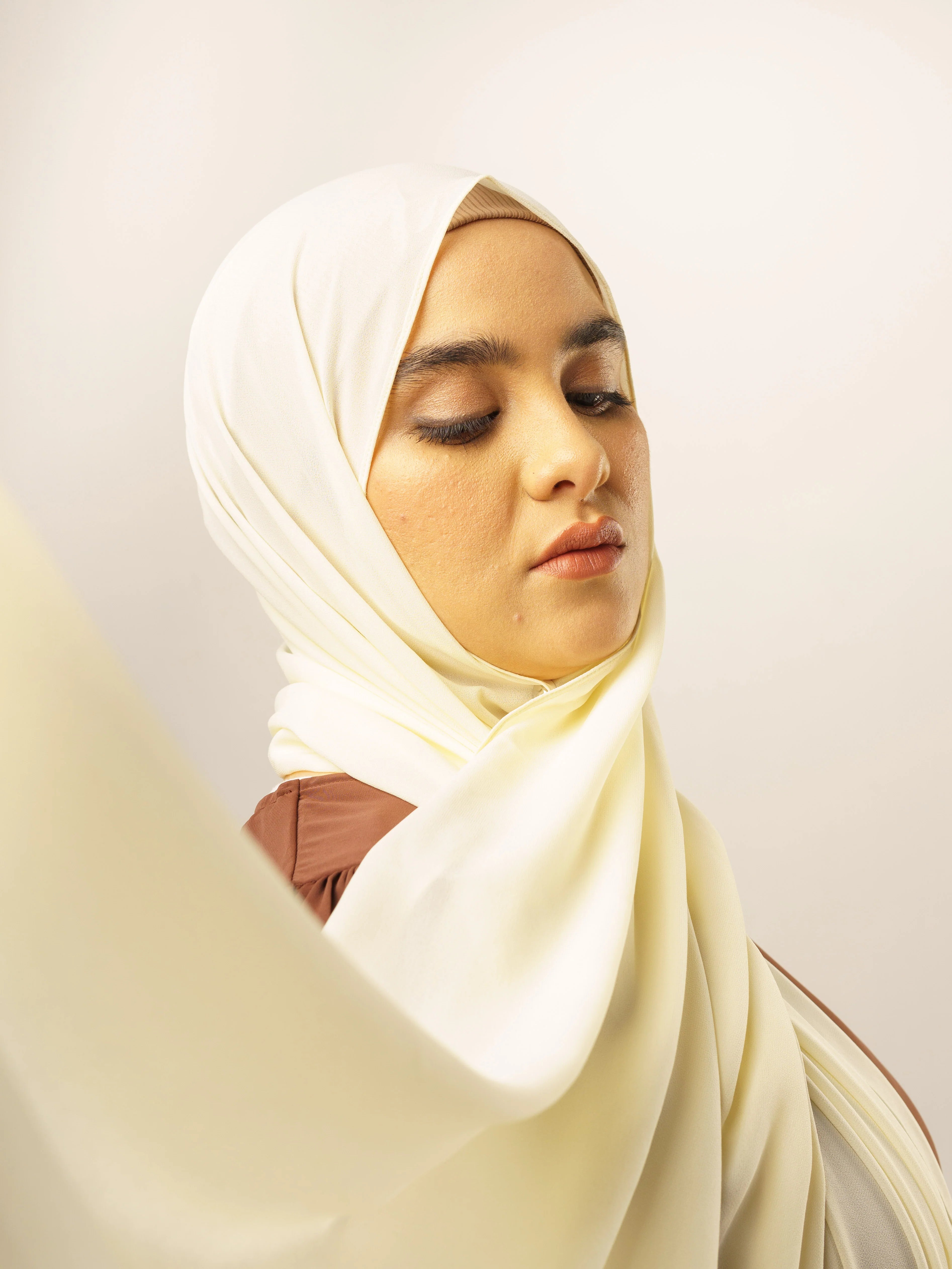 Noor Mirza Lina Georgette Hijab - Pale Yellow