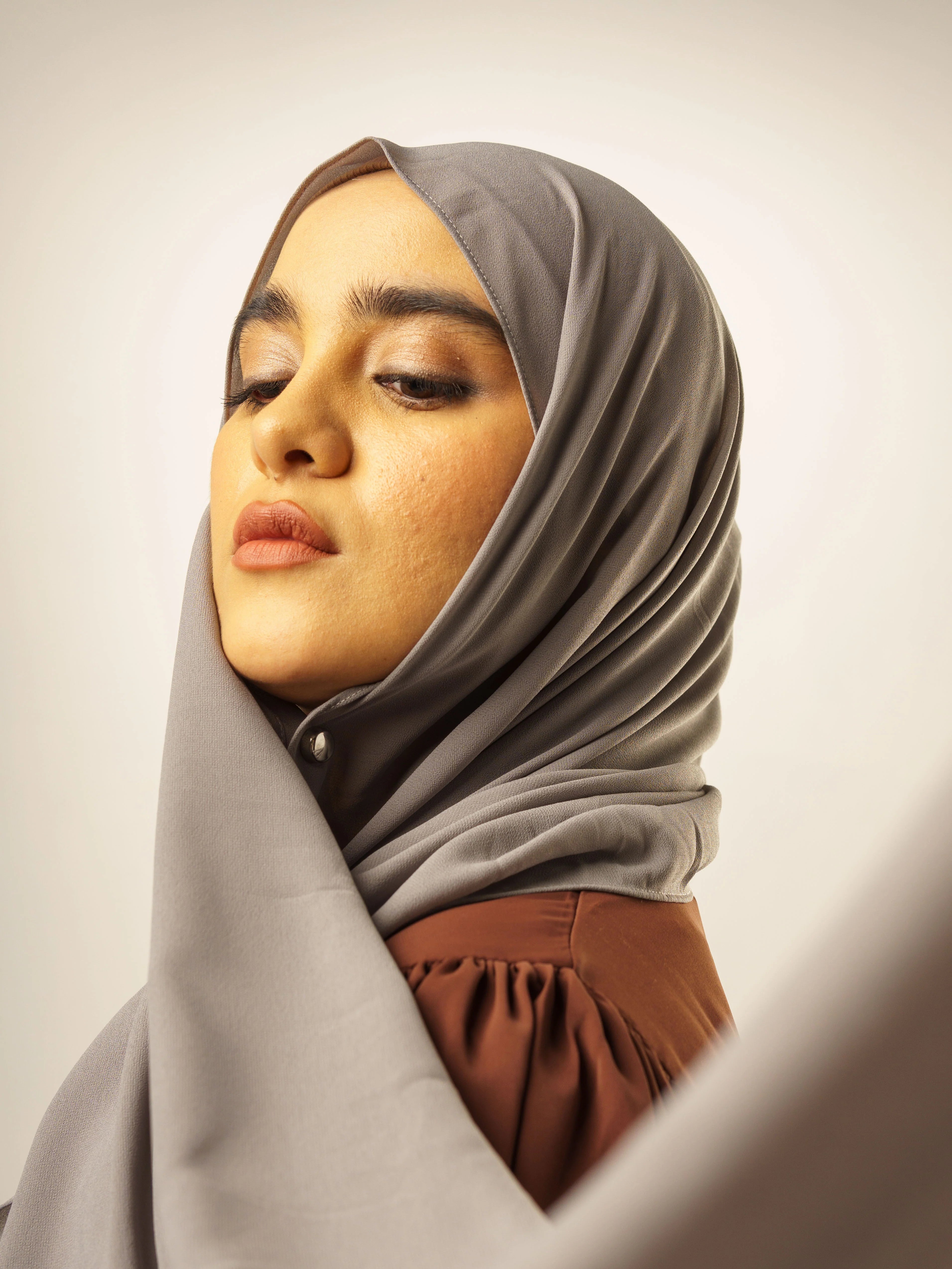 Noor Mirza Lina Georgette Hijab - Grey