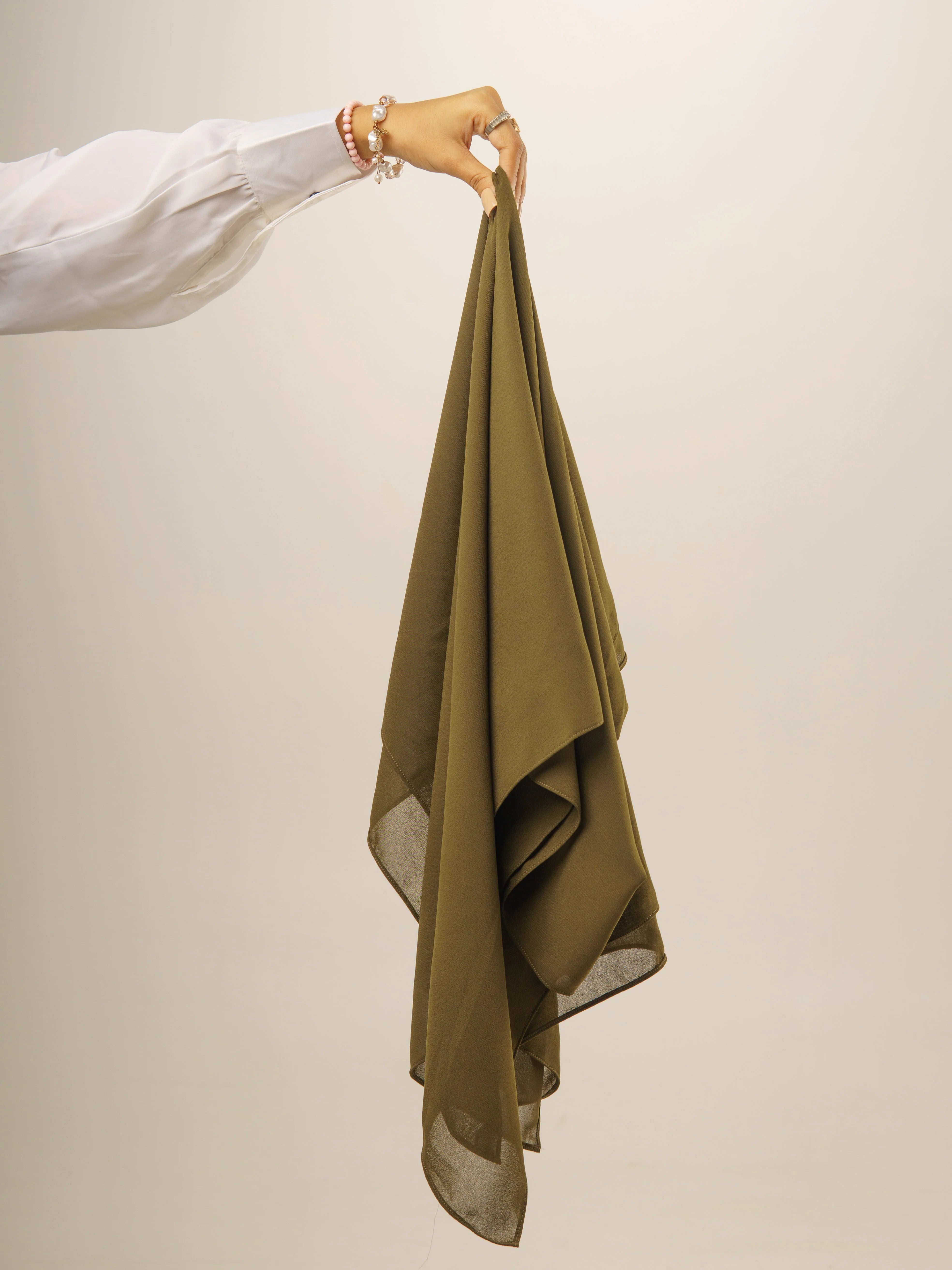 Noor Mirza Lina Georgette Hijab -  Olive