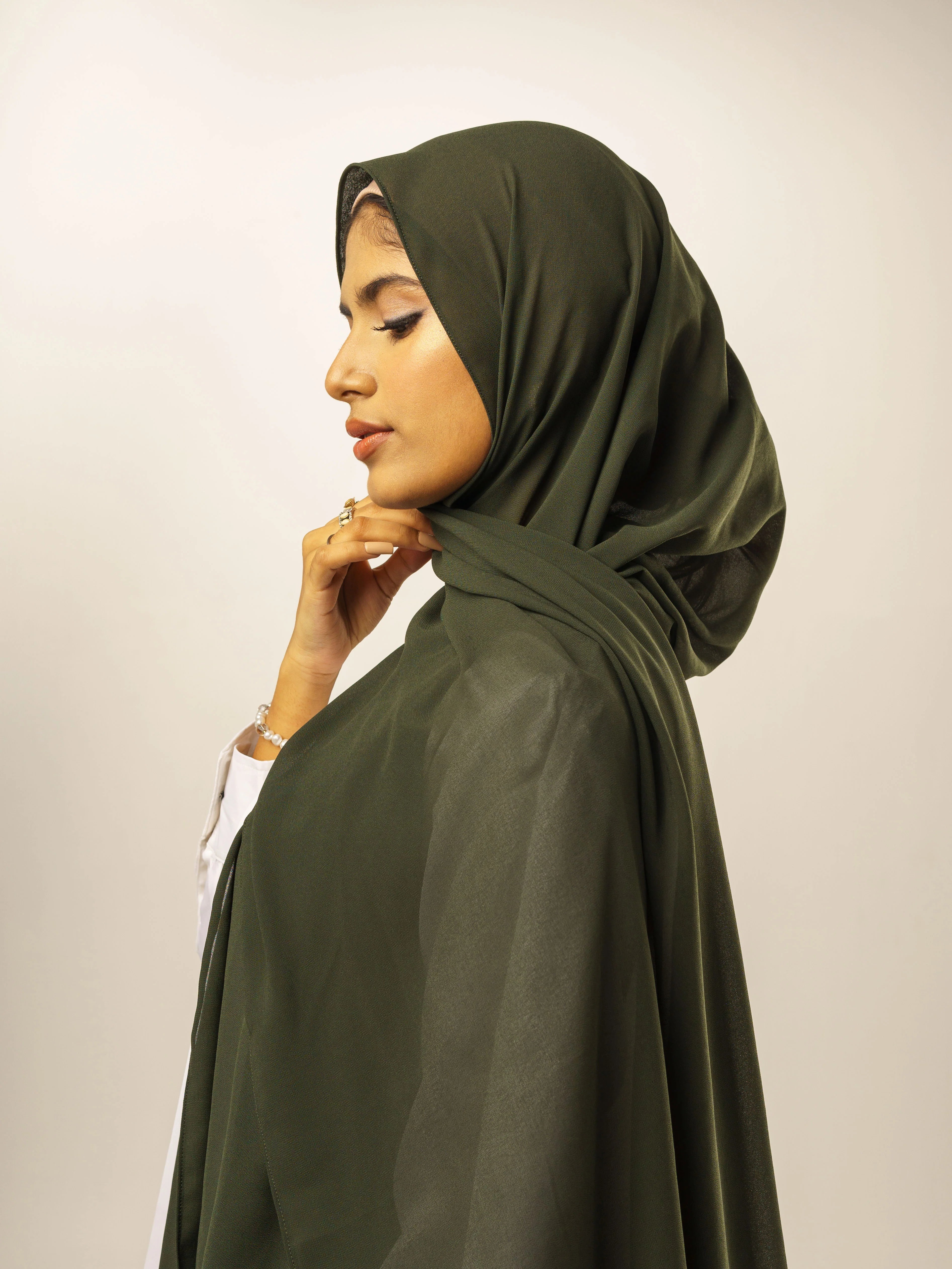 Noor Mirza Lina Georgette Hijab - Basil