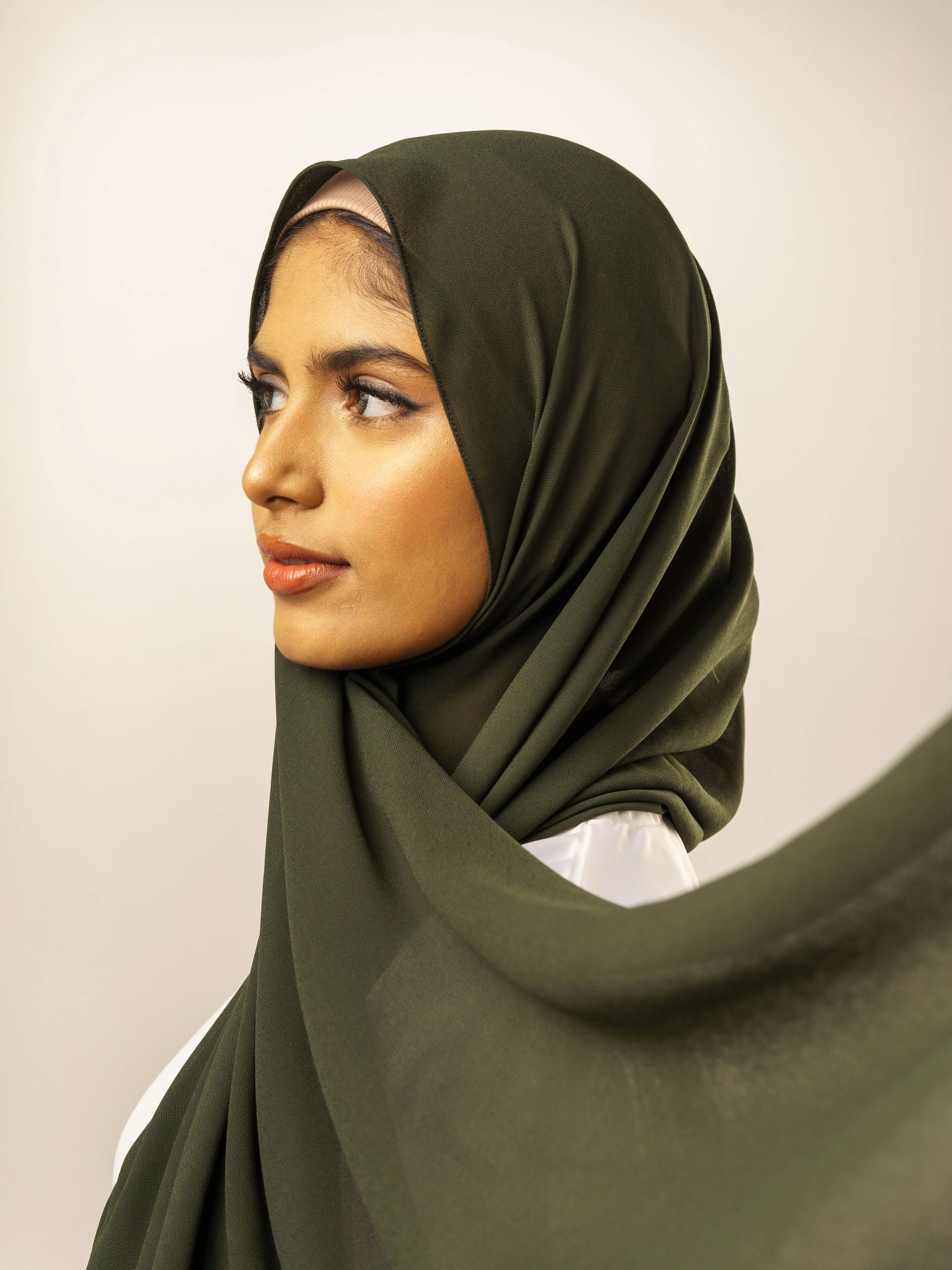 Noor Mirza Lina Georgette Hijab - Basil