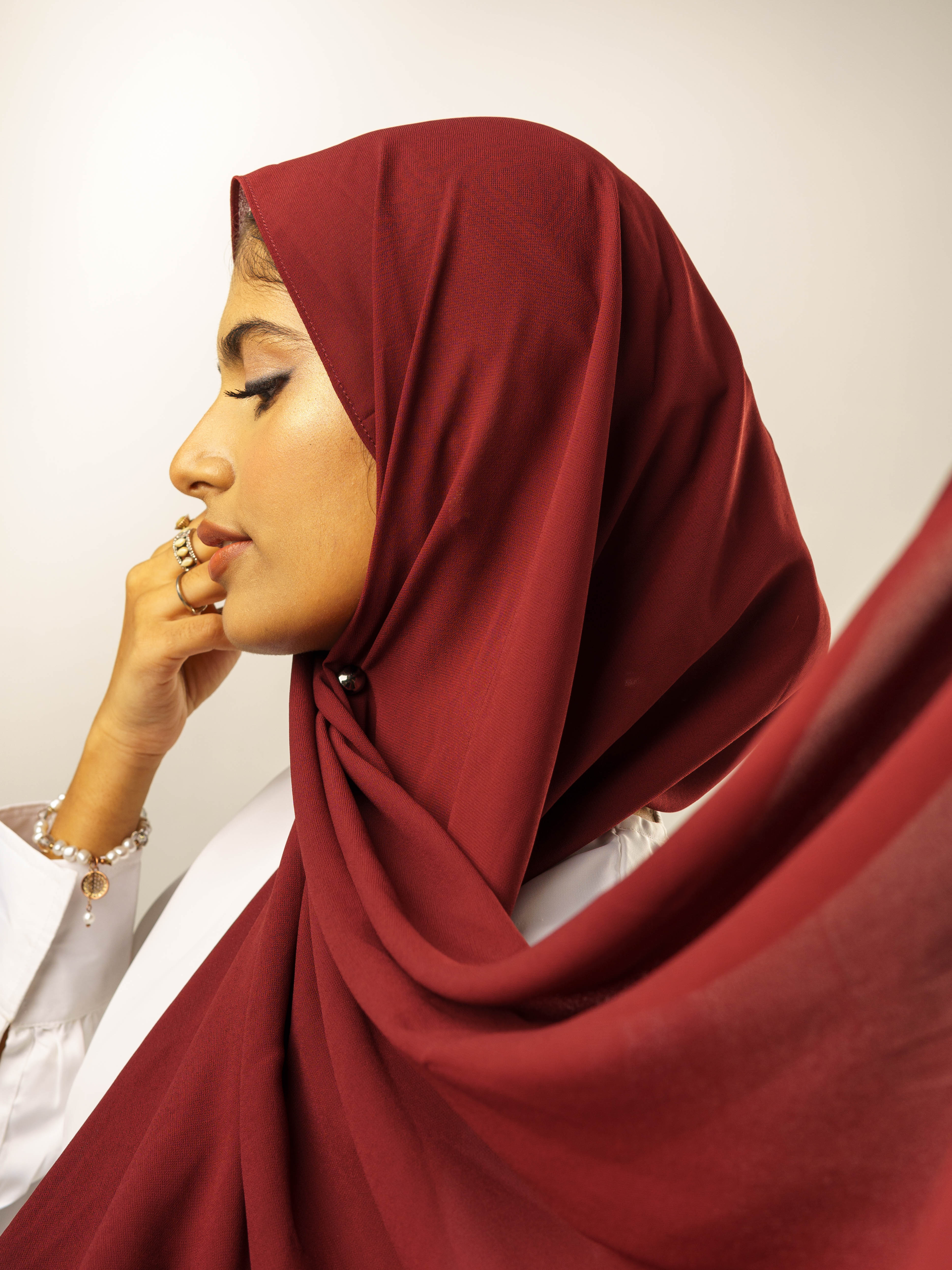 Noor Mirza Lina Georgette Hijab -  Dark Burgundy
