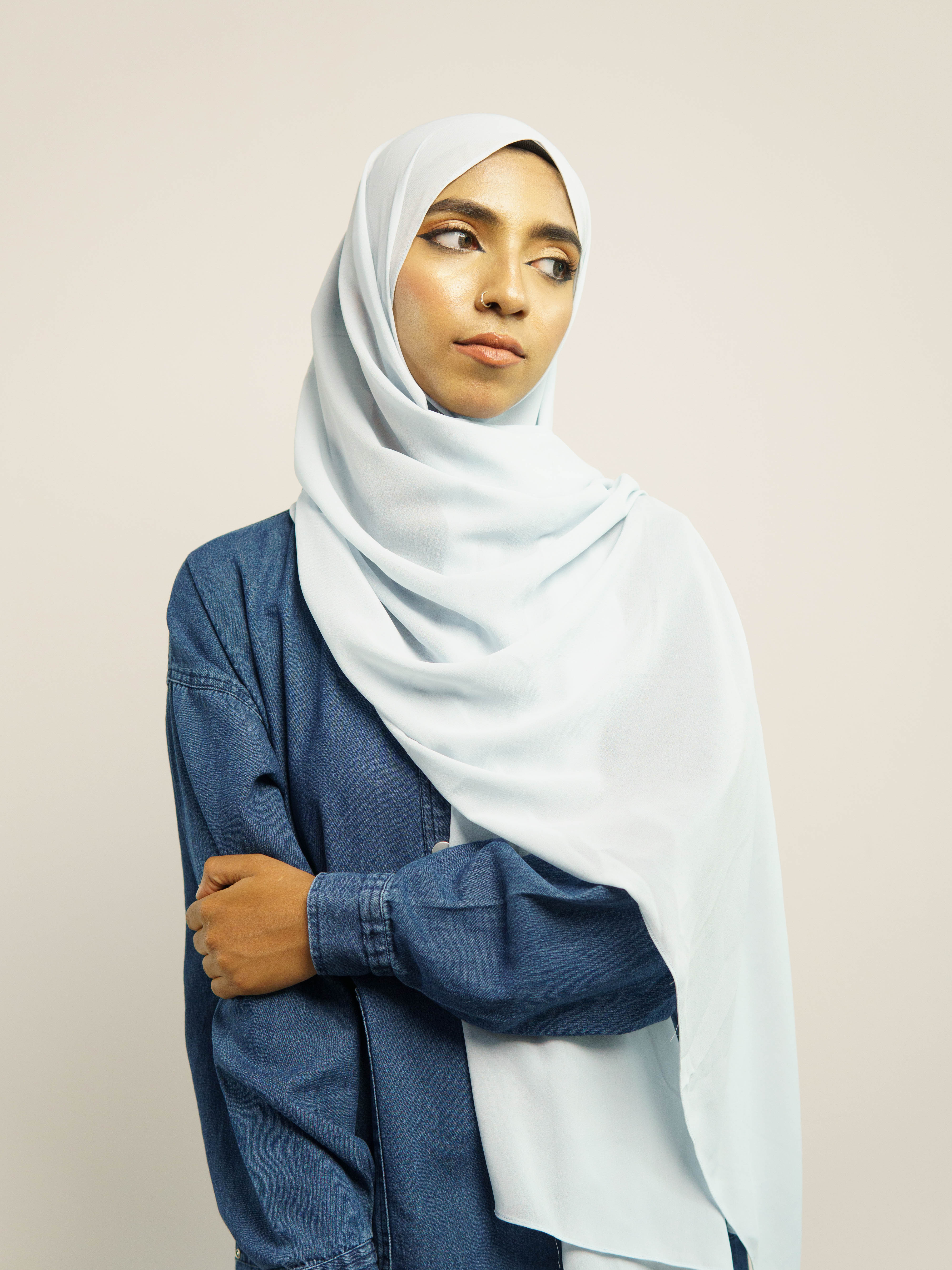 Noor Mirza Lina Georgette Hijab - Light Blue