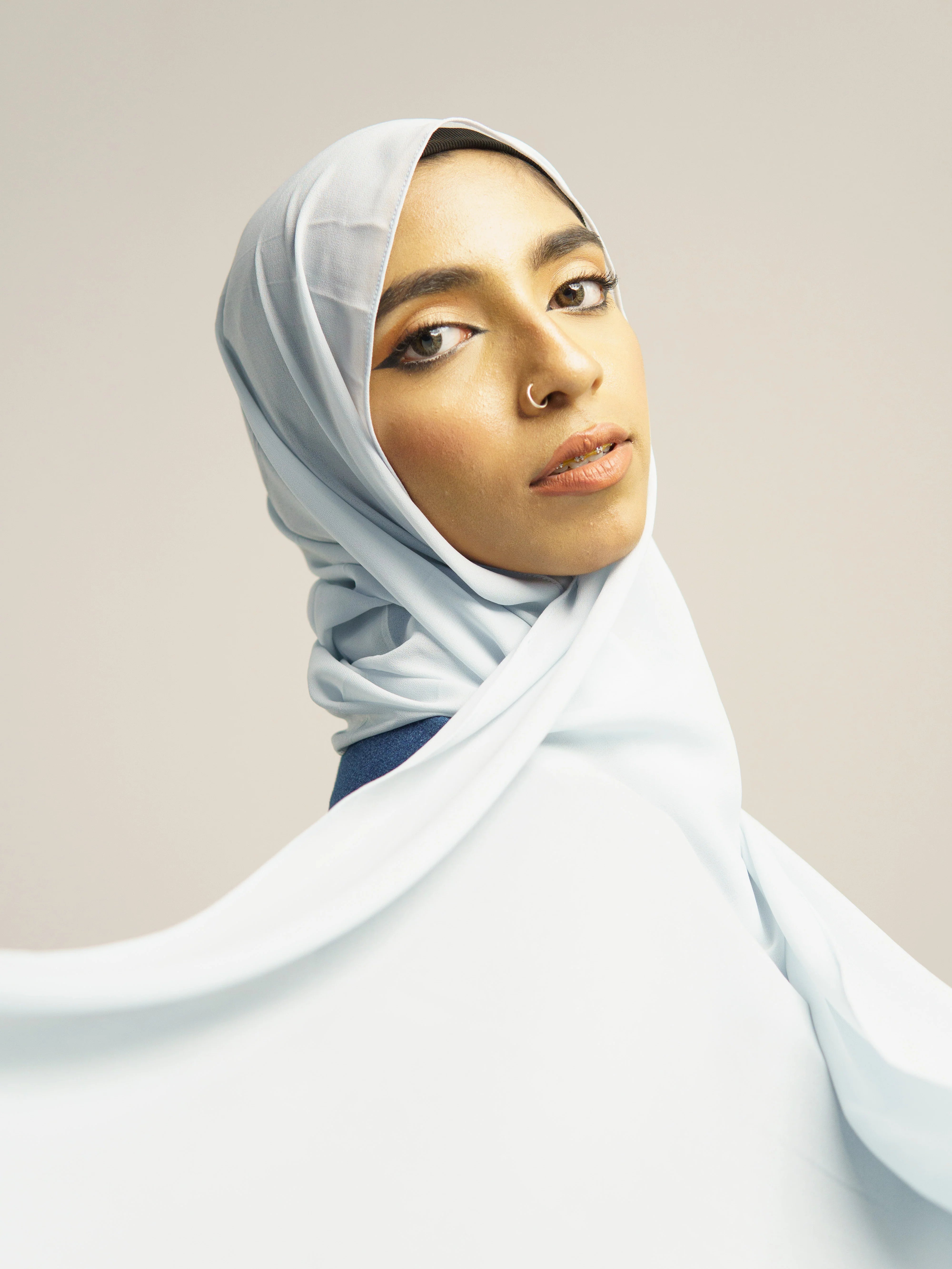 Noor Mirza Lina Georgette Hijab - Light Blue