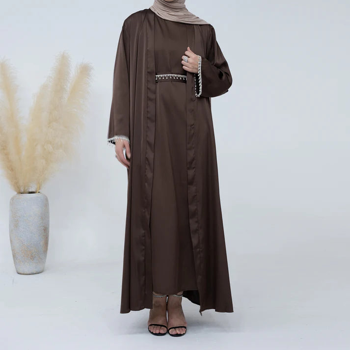 Malika Abaya in Coffee | 2-Piece Abaya Set