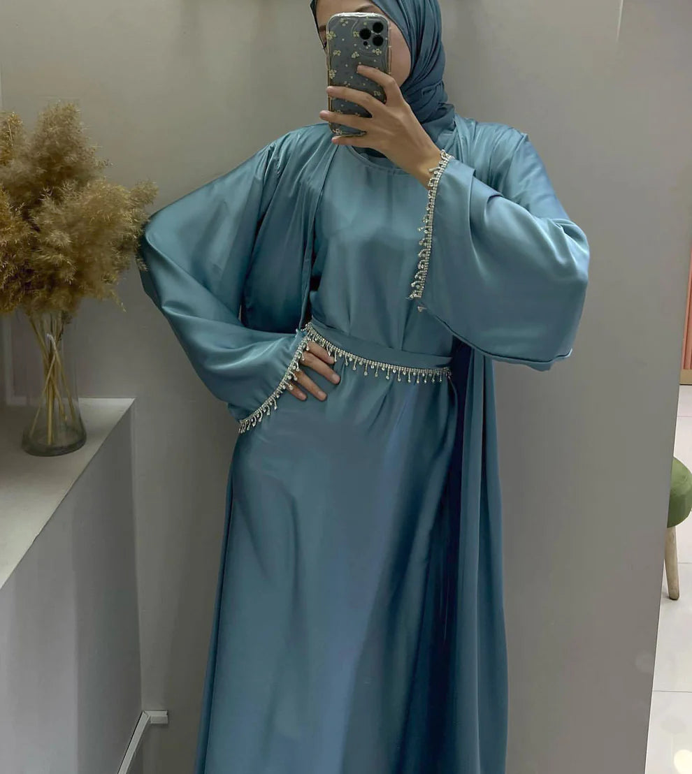 Malika Abaya in Blue | 2-Piece Abaya Set
