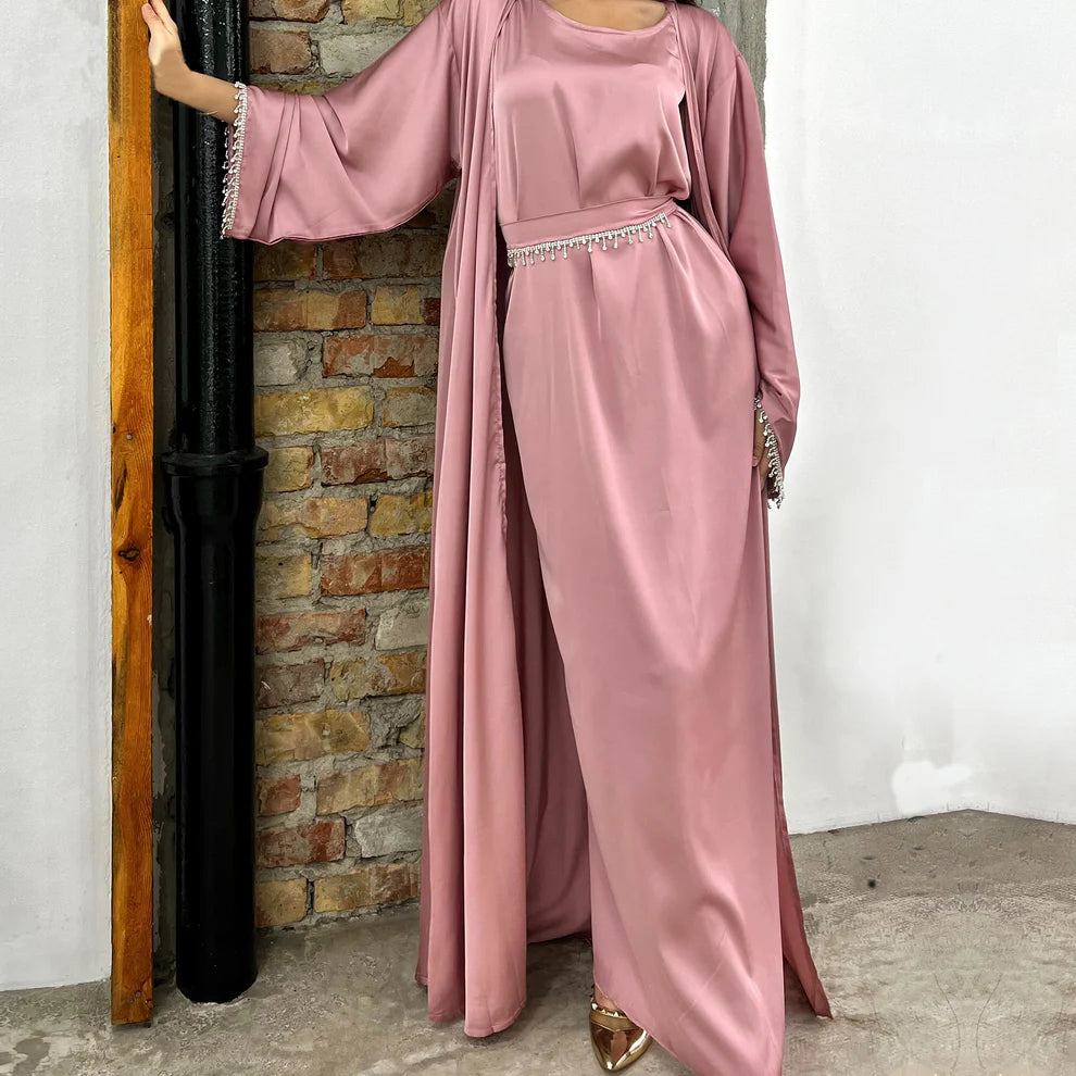 Malika Abaya in Pink | 2-Piece Abaya Set