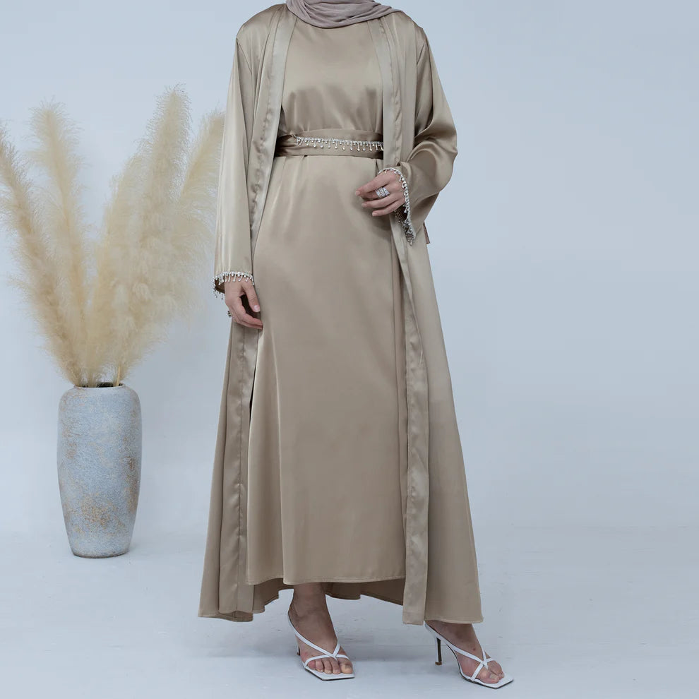 Malika Abaya in Pink | 2-Piece Abaya Set